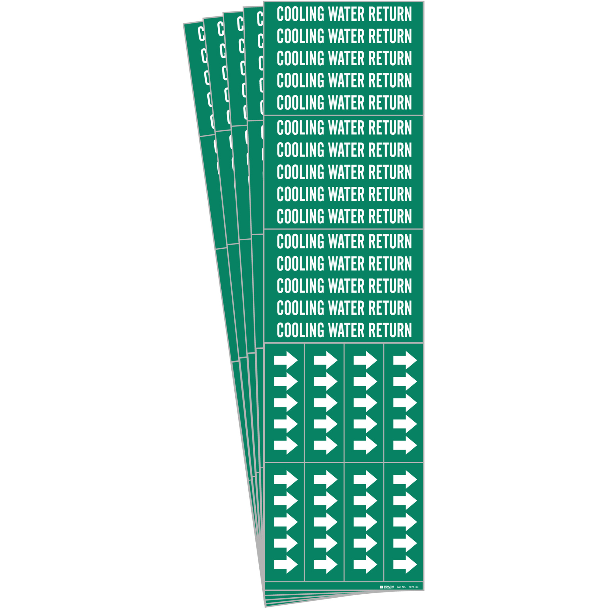 Marqueurs de tuyau «Cooling Water Return», Autocollant, 2-1/4" h x 2-3/4" la, Blanc/vert