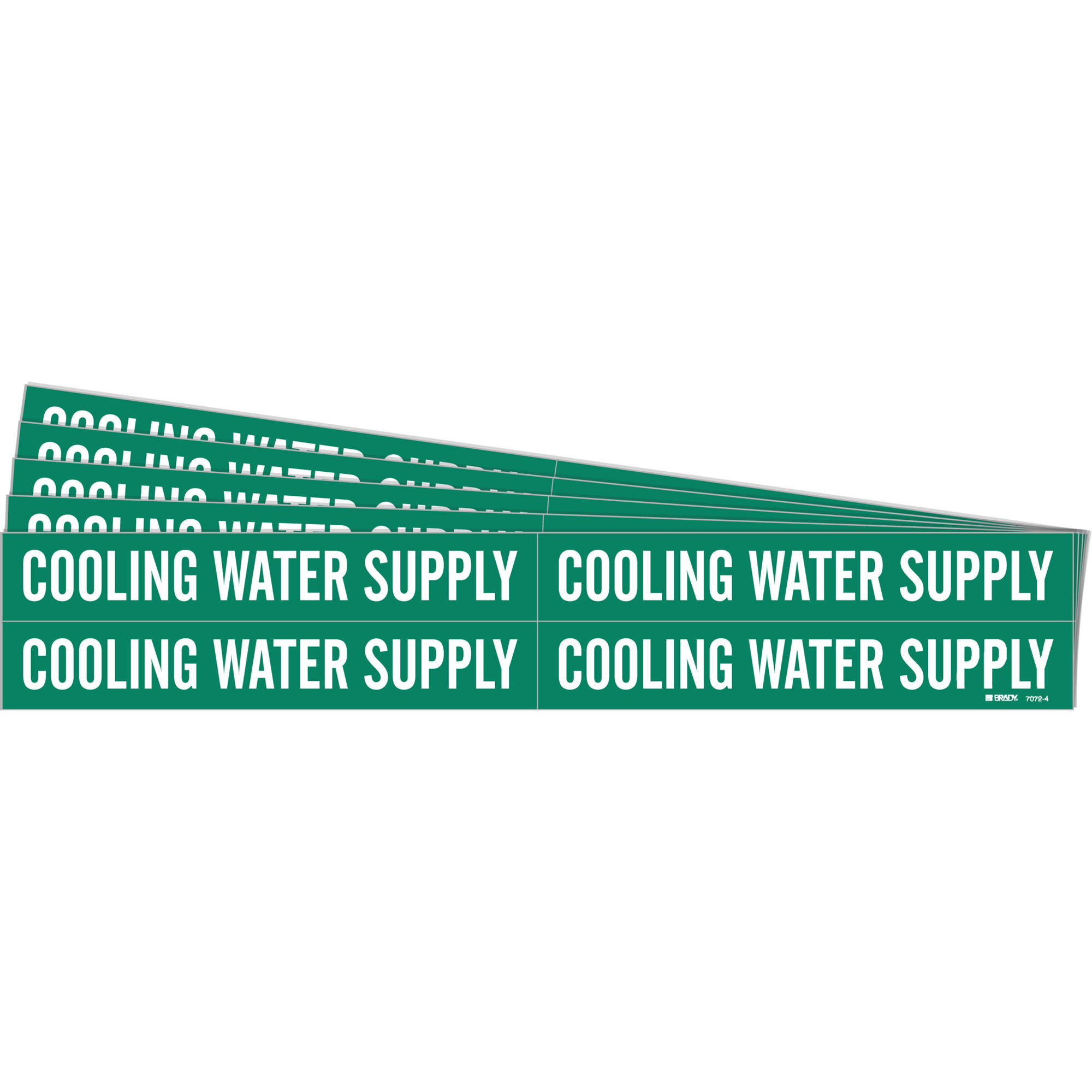 Marqueurs de tuyau «Cooling Water Supply», Autocollant, 1-1/8" h x 7" la, Blanc/vert