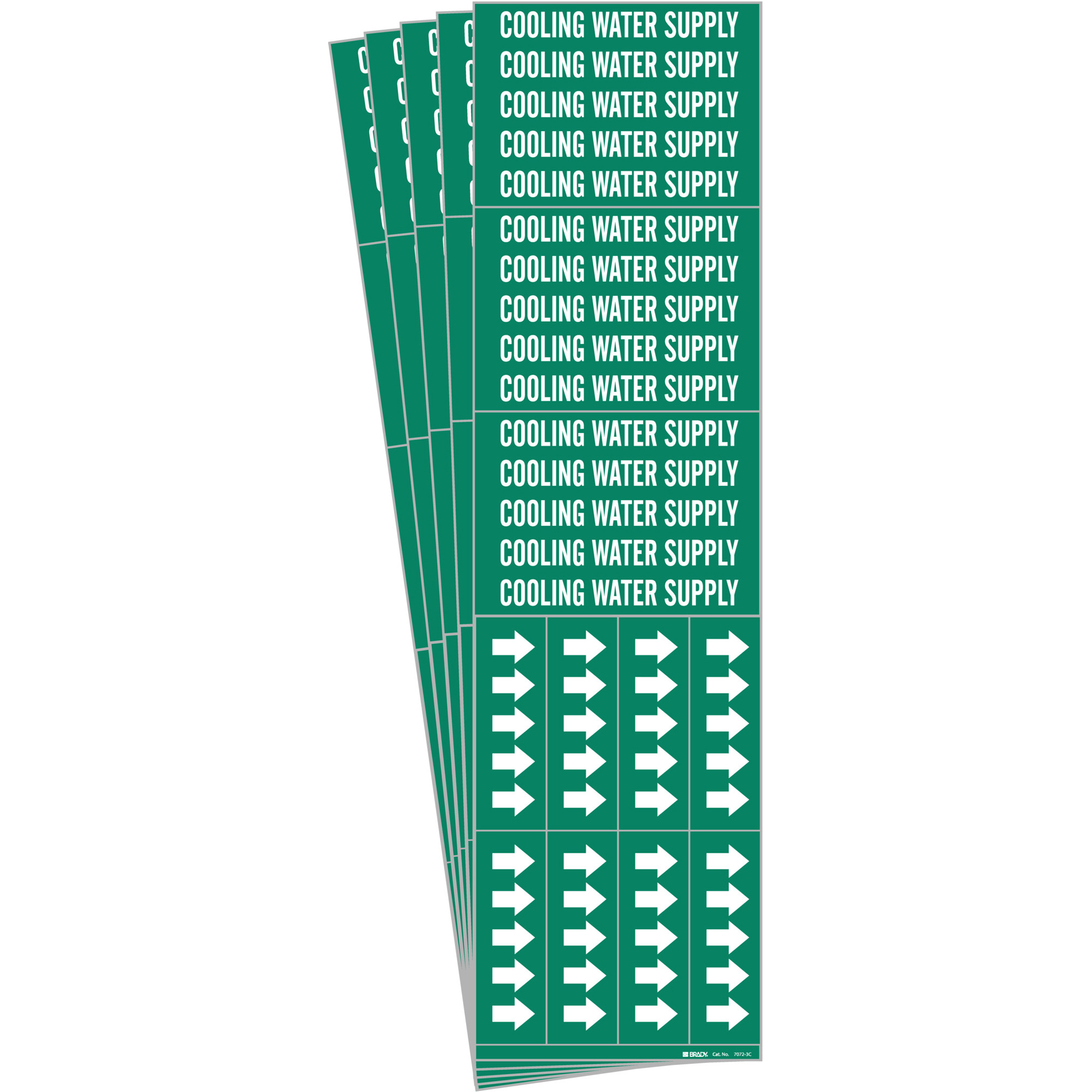 Marqueurs de tuyau «Cooling Water Supply», Autocollant, 2-1/4" h x 2-3/4" la, Blanc/vert