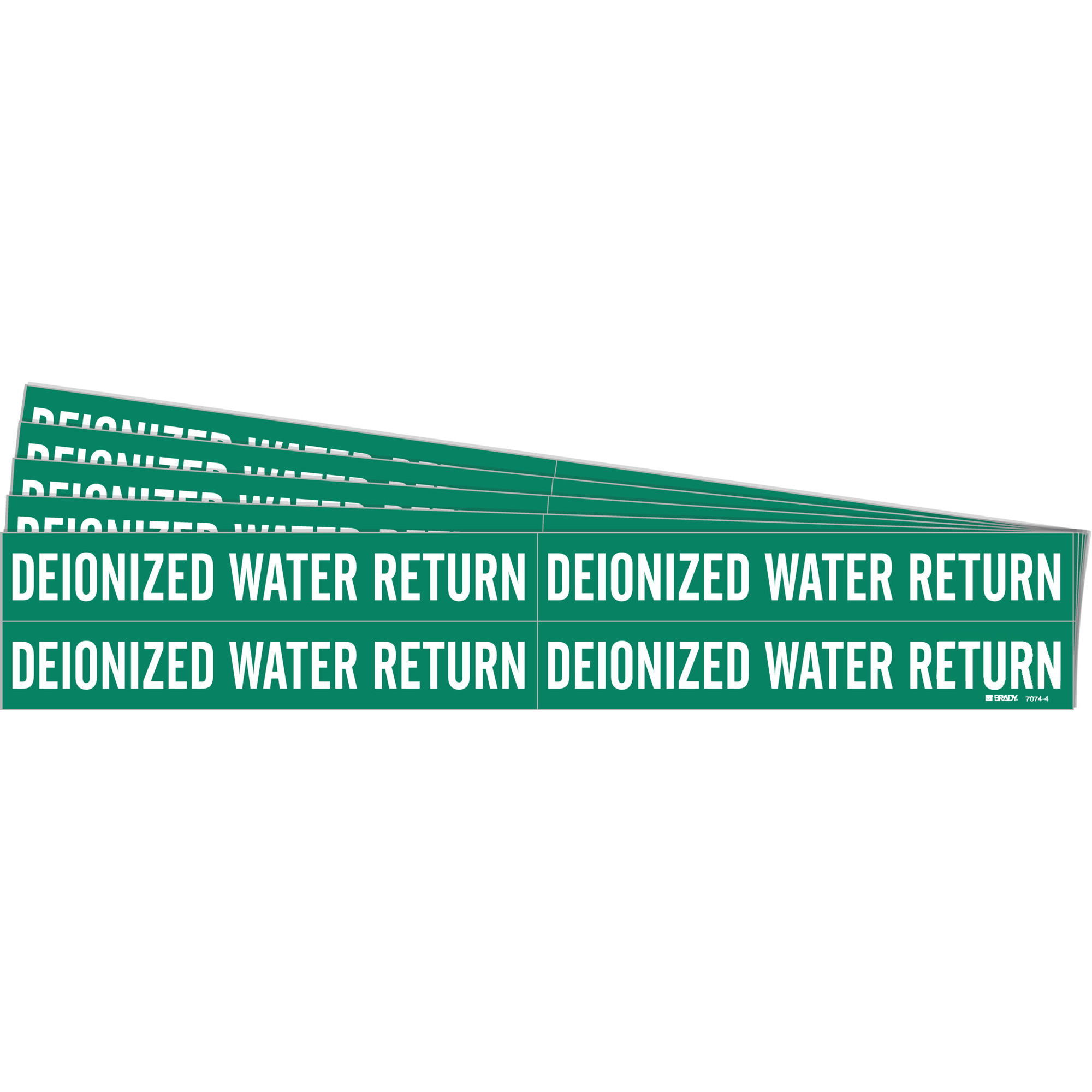 Marqueurs de tuyau «Deionized Water Return», Autocollant, 1-1/8" h x 7" la, Blanc/vert
