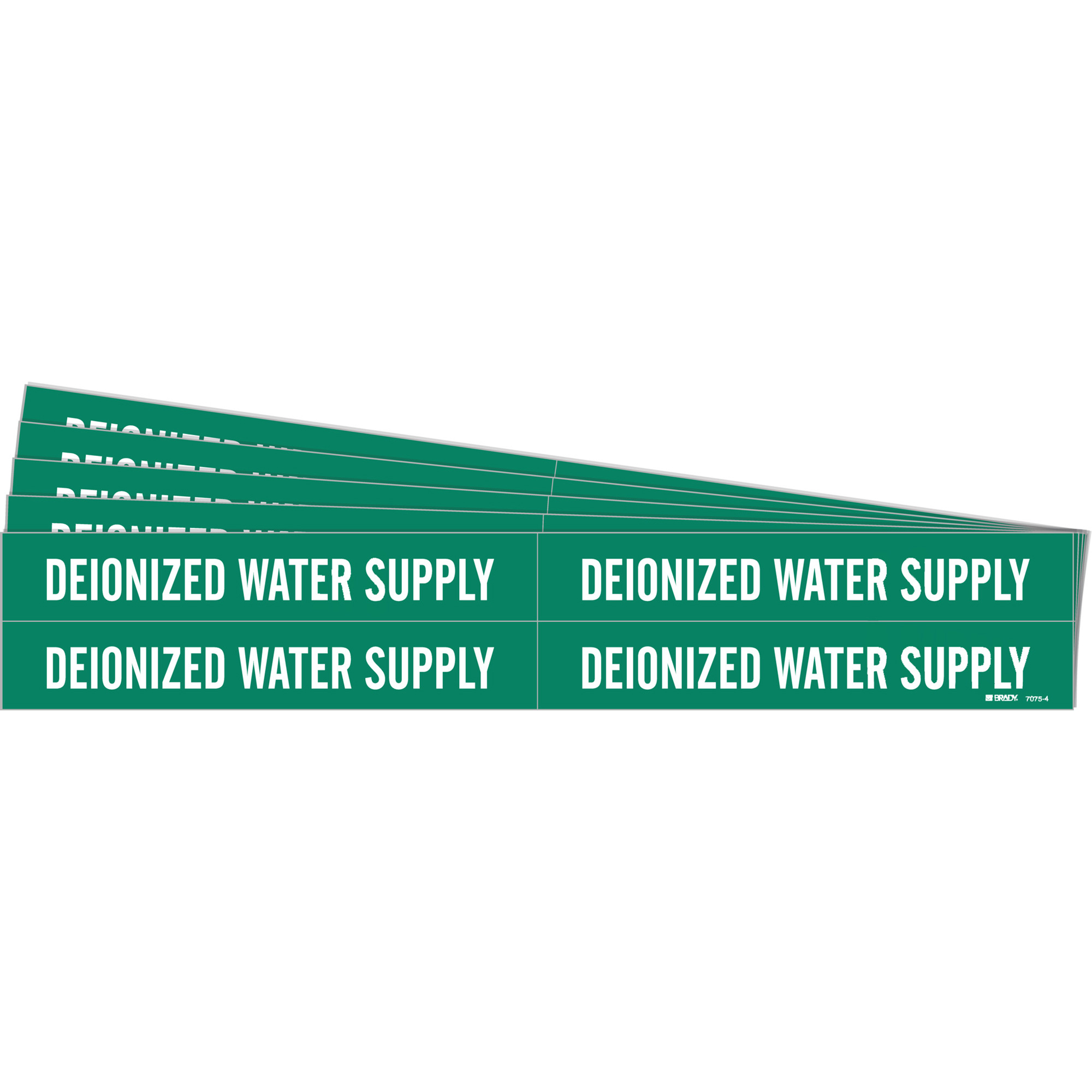 Marqueurs de tuyau «Deionized Water Supply», Autocollant, 1-1/8" h x 7" la, Blanc/vert