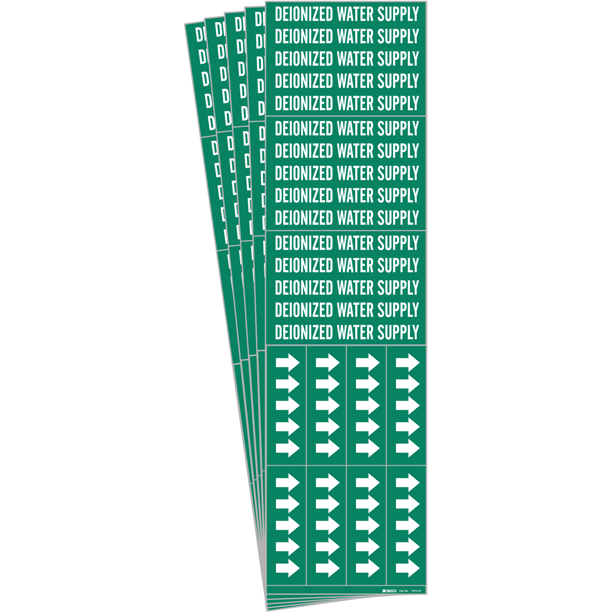 Marqueurs de tuyau «Deionized Water Supply», Autocollant, 2-1/4" h x 2-3/4" la, Blanc/vert