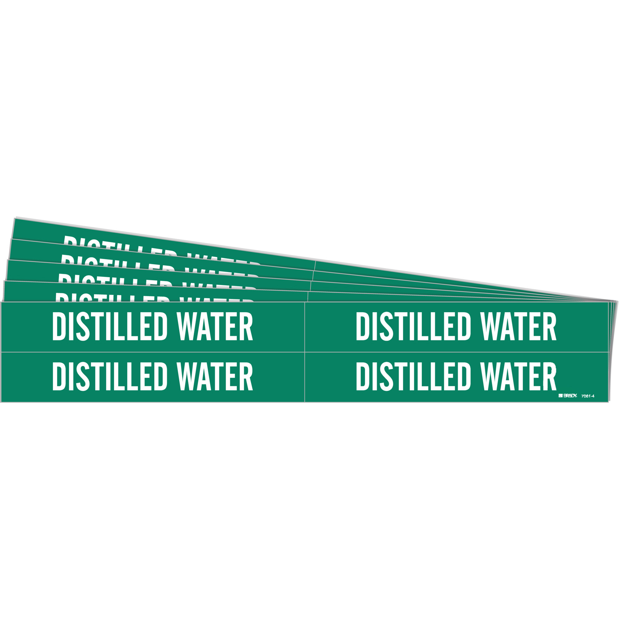 Marqueurs de tuyau «Distilled Water», Autocollant, 1-1/8" h x 7" la, Blanc/vert
