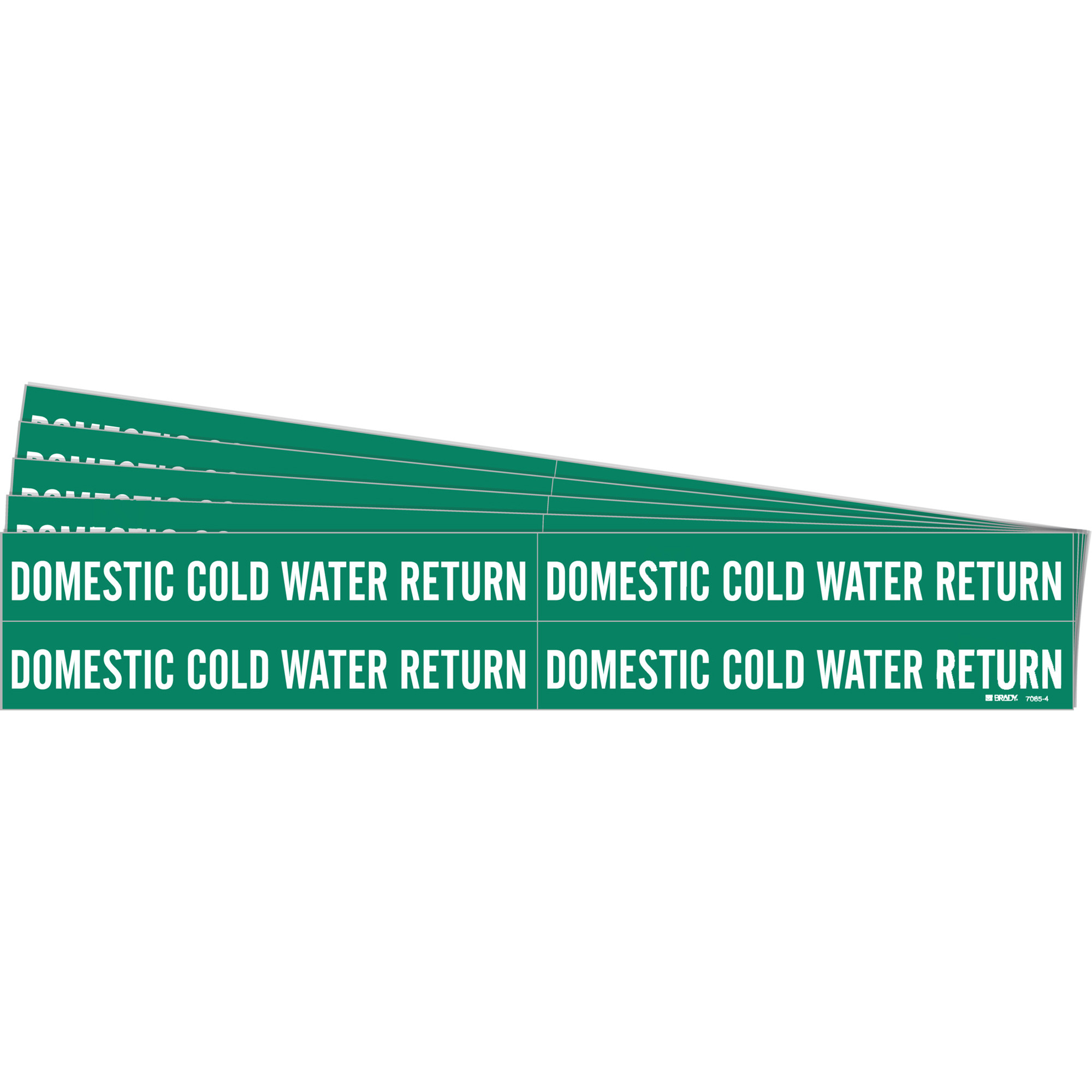 Marqueurs de tuyau «Domestic Cold Water Return», Autocollant, 1-1/8" h x 7" la, Blanc/vert