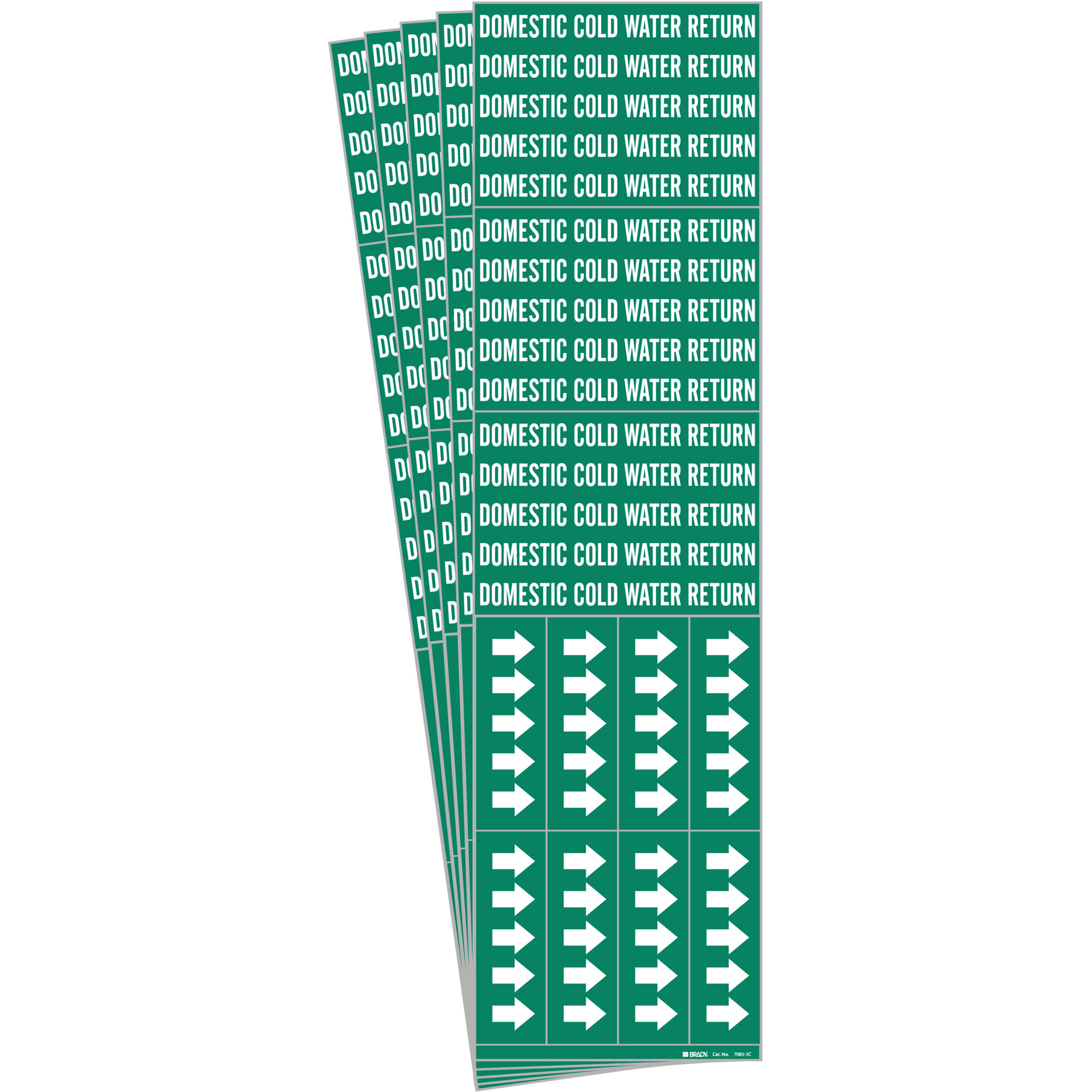 Marqueurs de tuyau «Domestic Cold Water Return», Autocollant, 2-1/4" h x 2-3/4" la, Blanc/vert