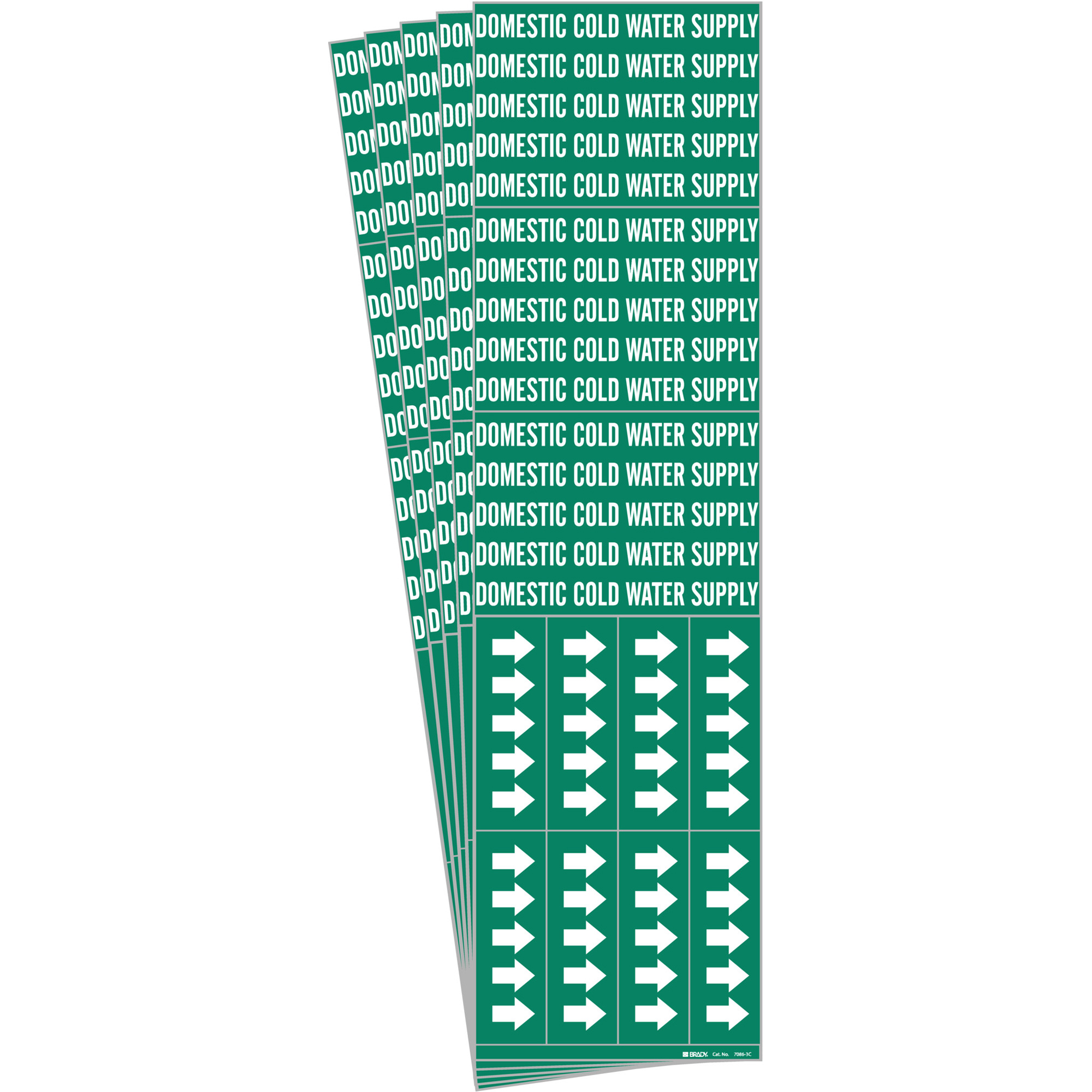 Marqueurs de tuyau «Domestic Cold Water Supply», Autocollant, 2-1/4" h x 2-3/4" la, Blanc/vert