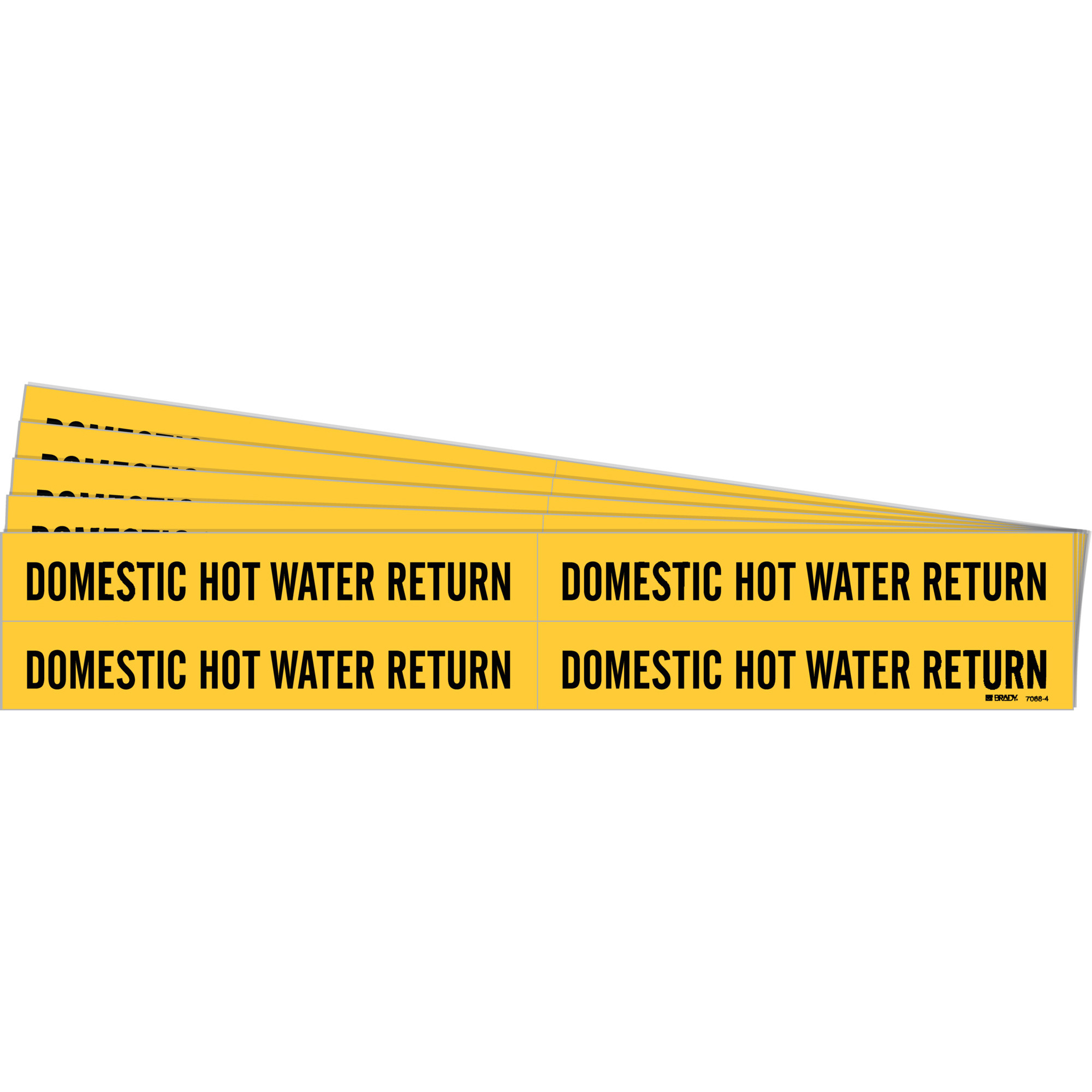 Marqueurs de tuyau «Domestic Hot Water Return», Autocollant, 1-1/8" h x 7" la, Noir sur jaune
