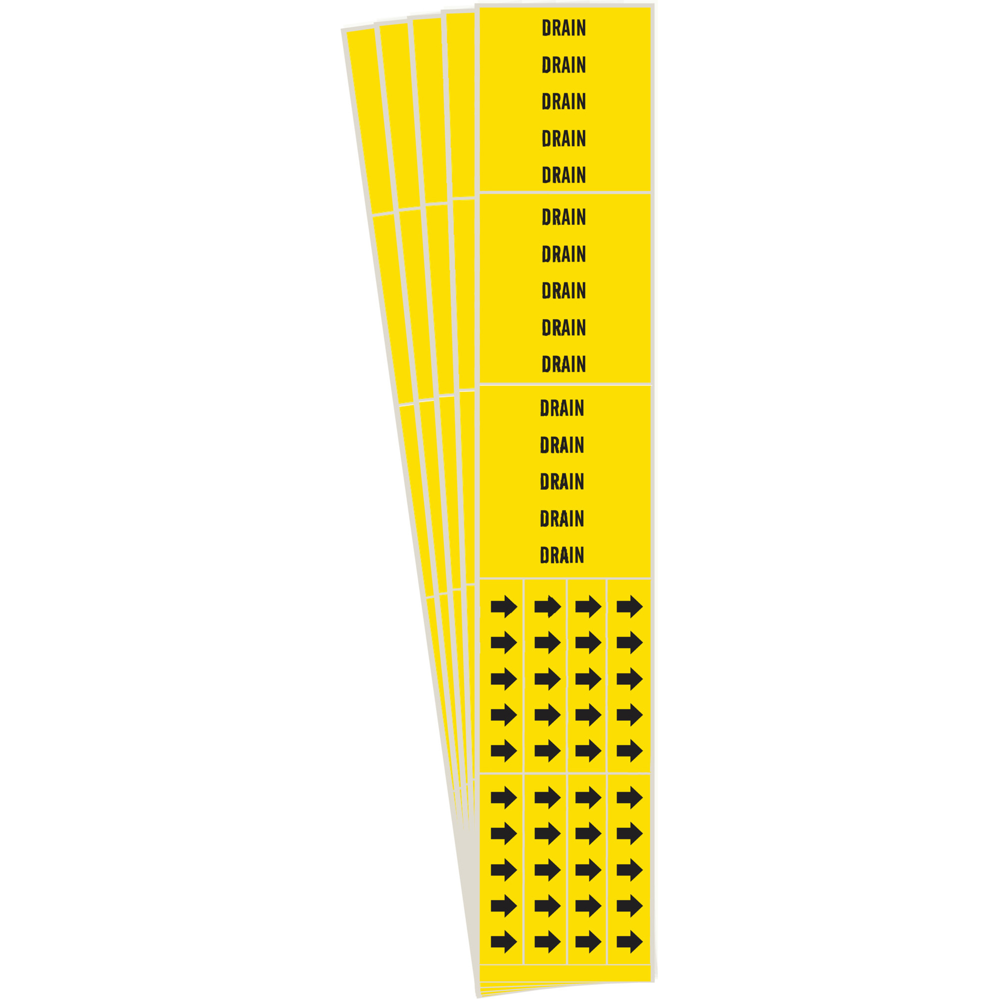 Marqueurs de tuyau «Drain», Autocollant, 2-1/4" h x 2-3/4" la, Noir sur jaune