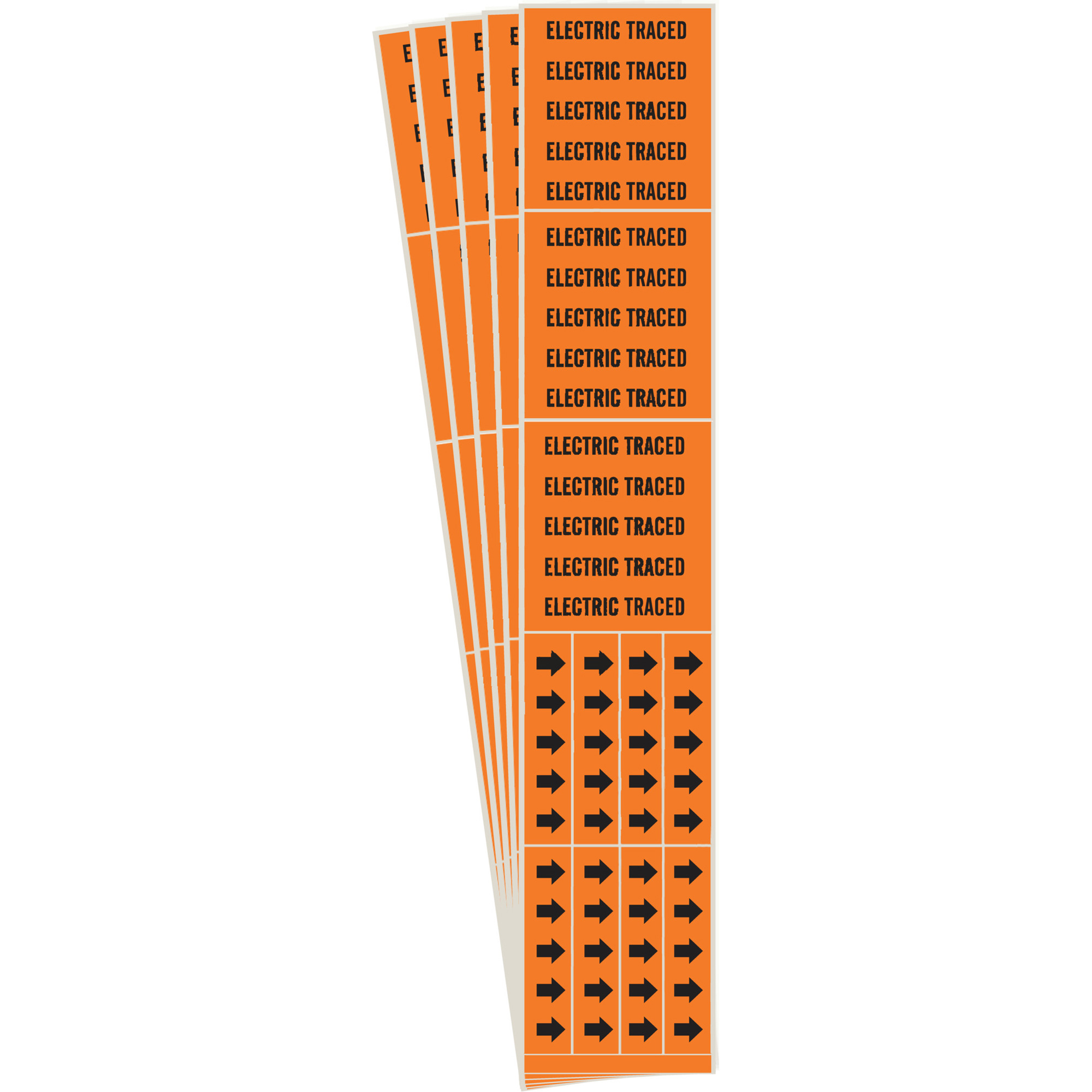 Marqueurs de tuyau «Electric Traced», Autocollant, 2-1/4" h x 2-3/4" la, Noir/orange