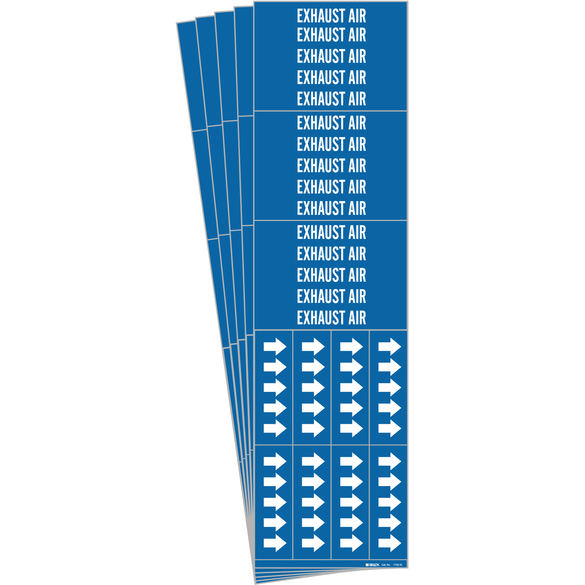 Marqueurs de tuyau «Exhaust Air», Autocollant, 2-1/4" h x 2-3/4" la, Blanc/bleu