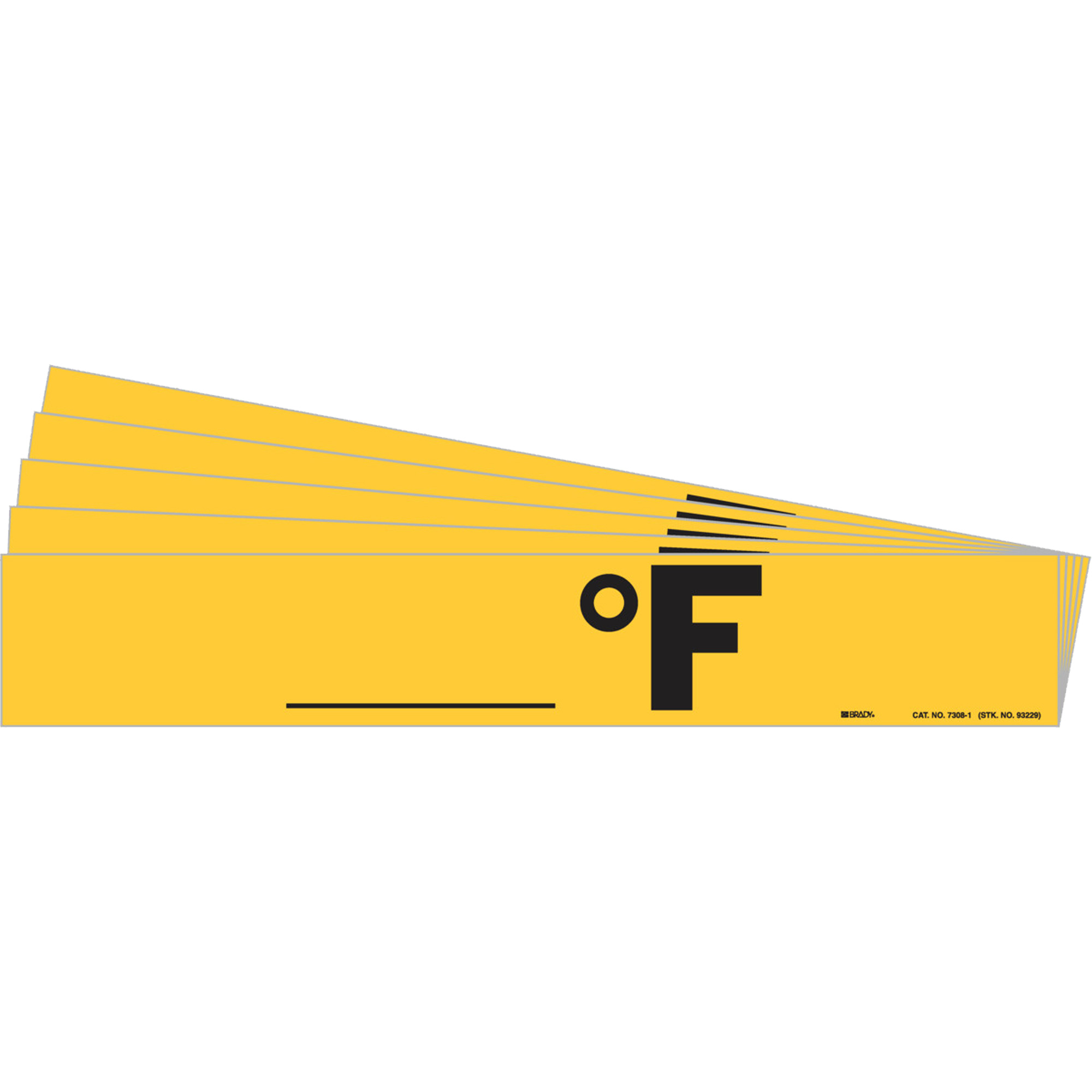 Marqueurs de tuyau «°F», Autocollant, 1-1/8" h x 7" la, Noir sur jaune