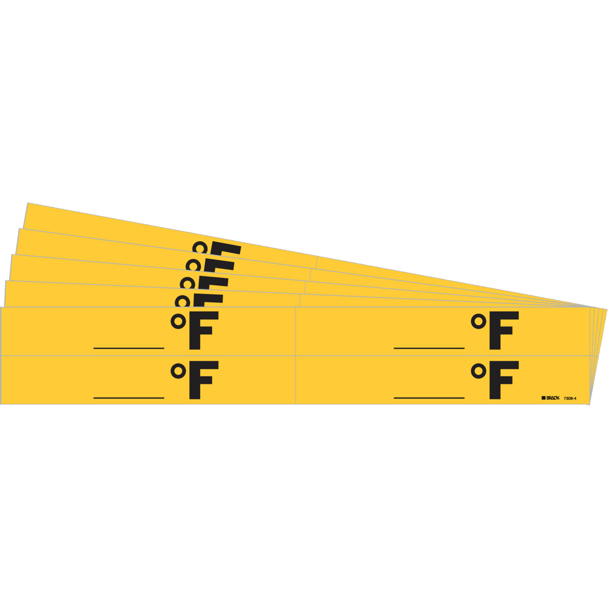 Marqueurs de tuyau «°F», Autocollant, 1-1/8" h x 7" la, Noir sur jaune
