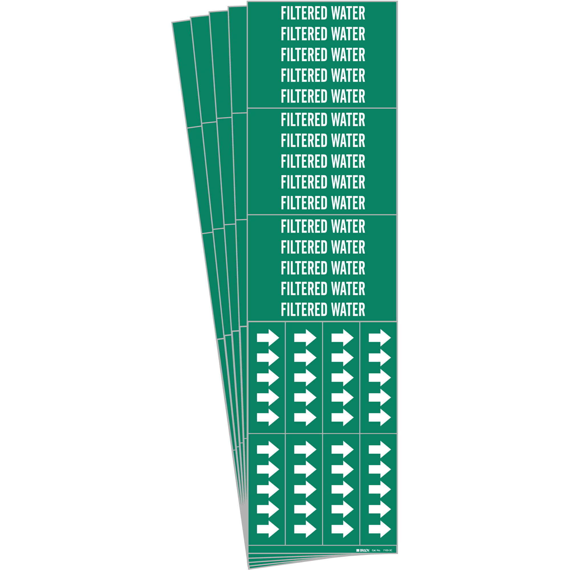 Marqueurs de tuyau «Filtered Water», Autocollant, 2-1/4" h x 2-3/4" la, Blanc/vert