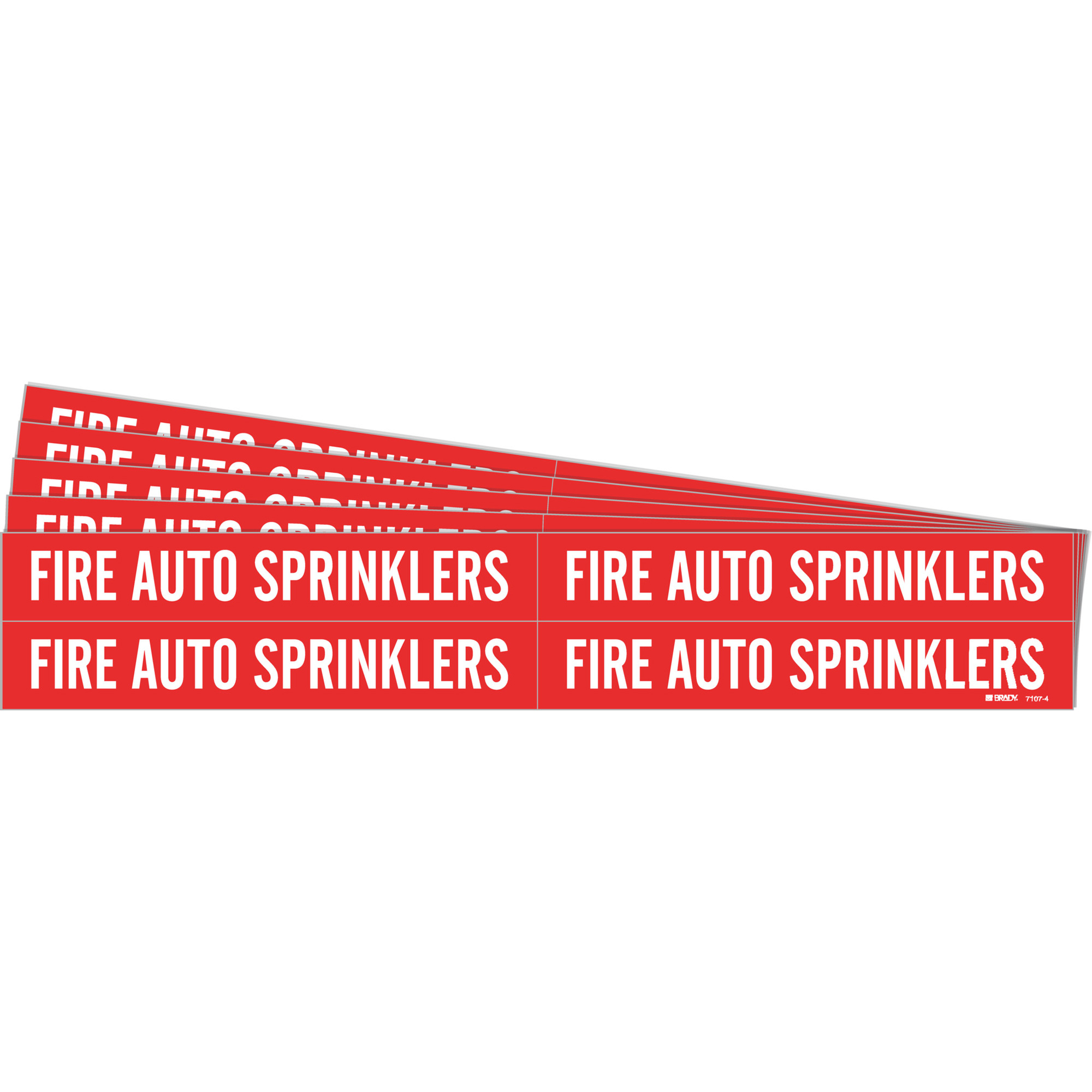 Marqueurs de tuyau «Fire Auto Sprinklers», Autocollant, 1-1/8" h x 7" la, Blanc/rouge