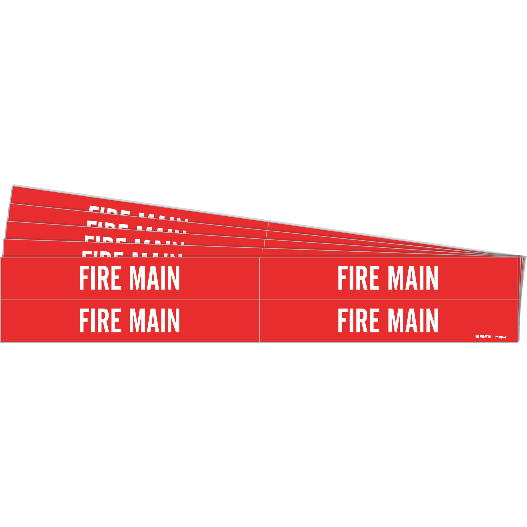 Marqueurs de tuyau «Fire Main», Autocollant, 1-1/8" h x 7" la, Blanc/rouge