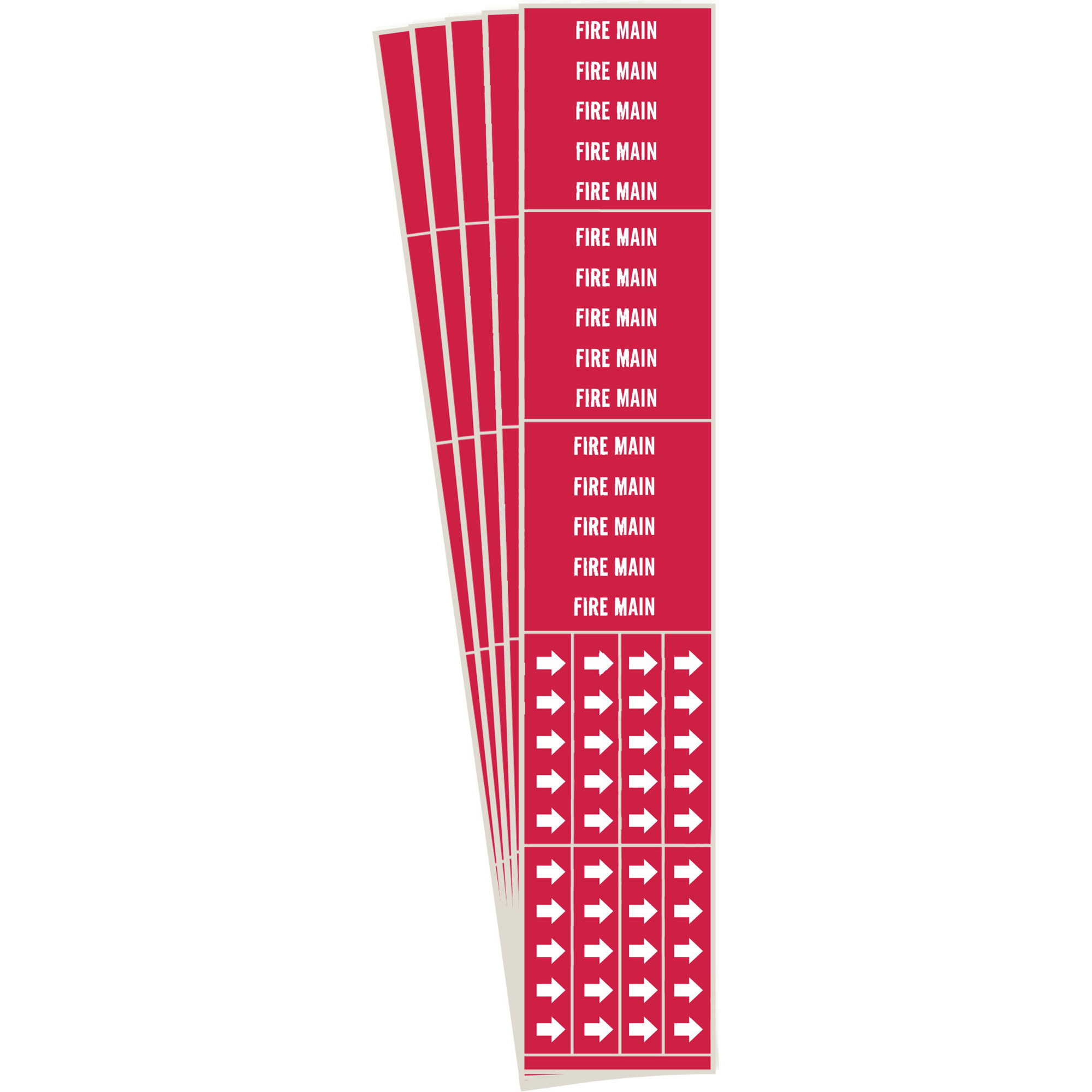Marqueurs de tuyau «Fire Main», Autocollant, 2-1/4" h x 2-3/4" la, Blanc/rouge
