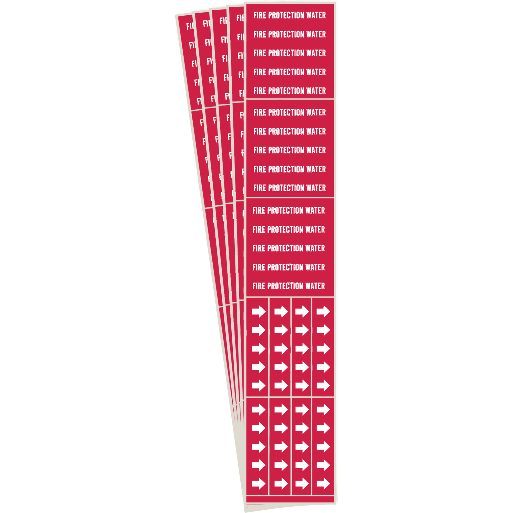 Marqueurs de tuyau «Fire Protection Water», Autocollant, 2-1/4" h x 2-3/4" la, Blanc/rouge
