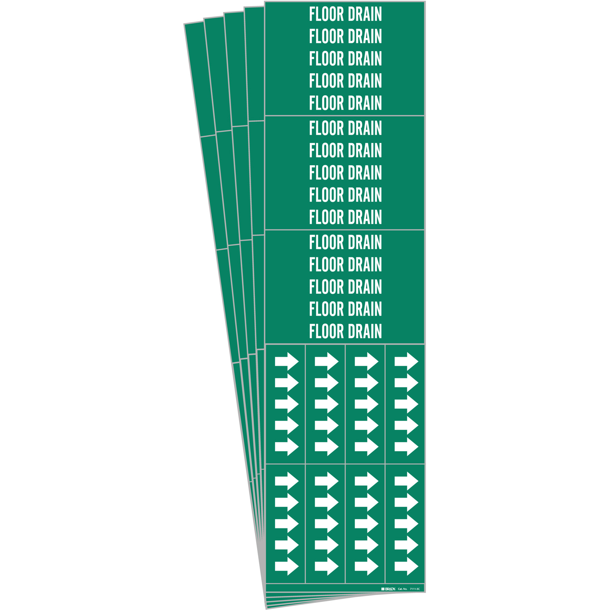 Marqueurs de tuyau «Floor Drain», Autocollant, 2-1/4" h x 2-3/4" la, Blanc/vert