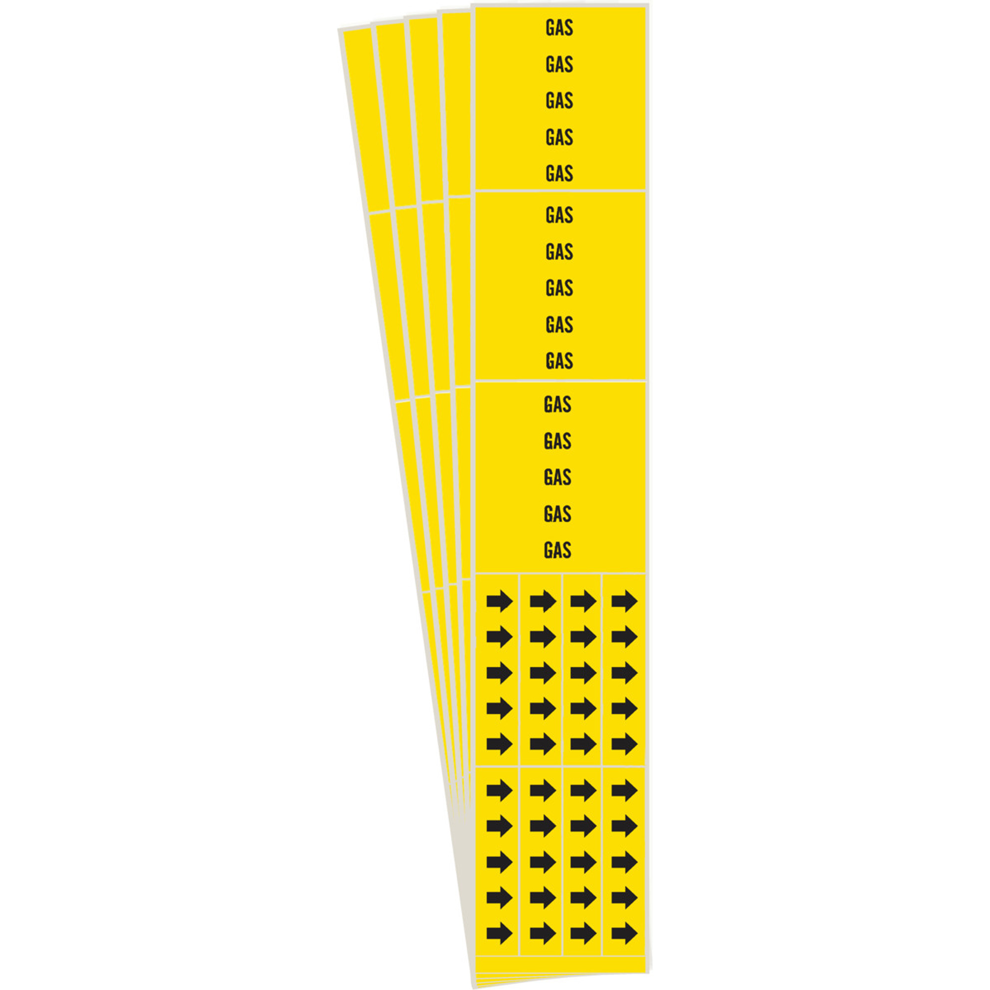 Marqueurs de tuyau «Gas», Autocollant, 2-1/4" h x 2-3/4" la, Noir sur jaune