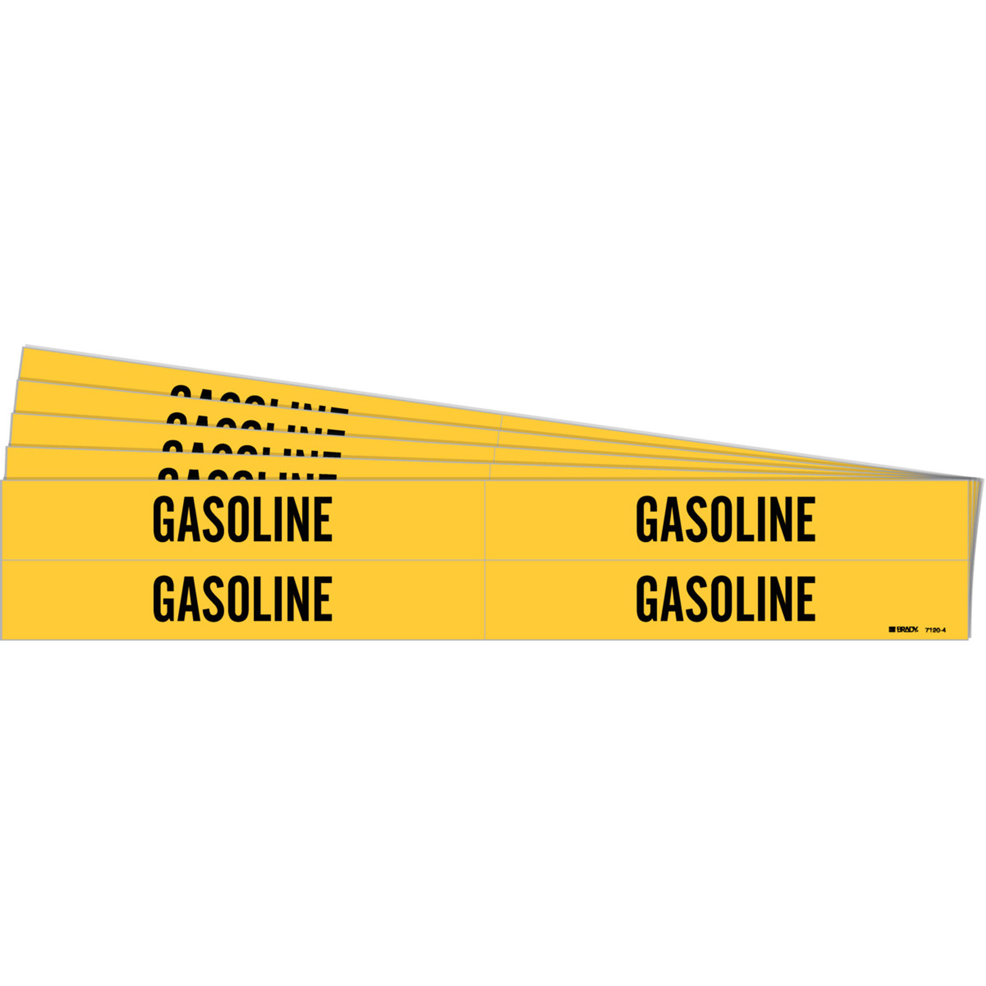Marqueurs de tuyau «Gasoline», Autocollant, 1-1/8" h x 7" la, Noir sur jaune