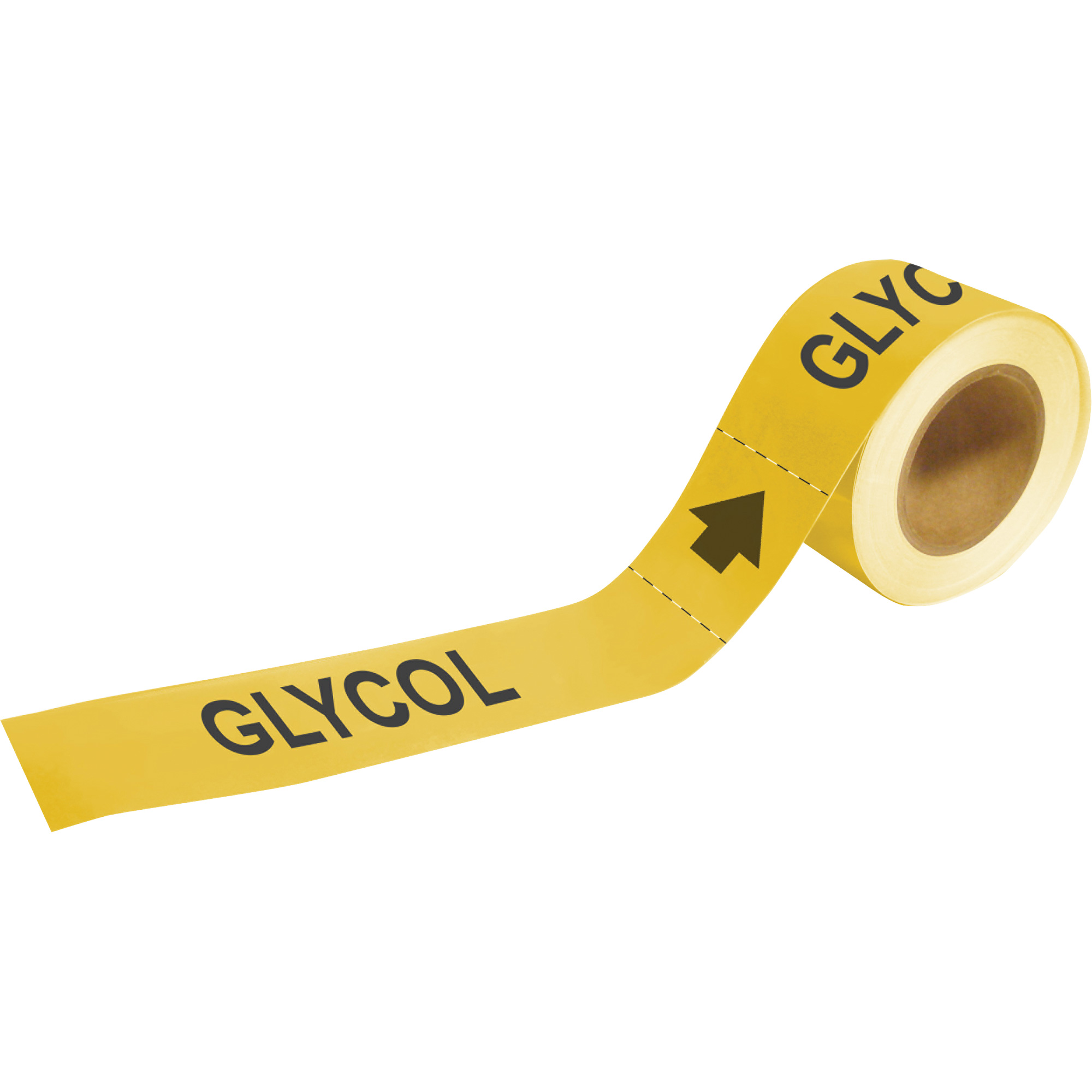 Marqueurs de tuyau «Glycol», Autocollant, 1" h x 8" la, Noir sur jaune