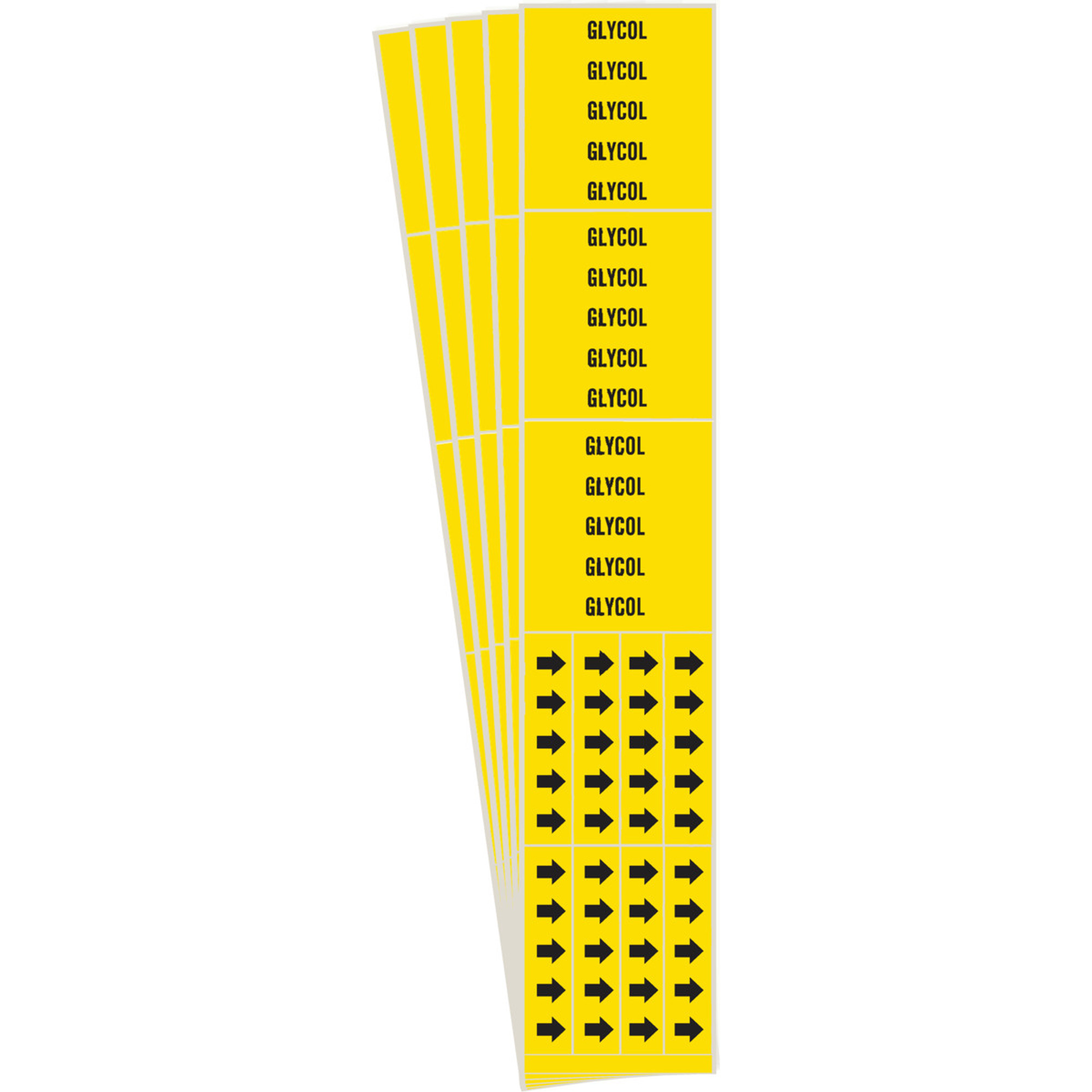 Marqueurs de tuyau «Glycol», Autocollant, 2-1/4" h x 2-3/4" la, Noir sur jaune