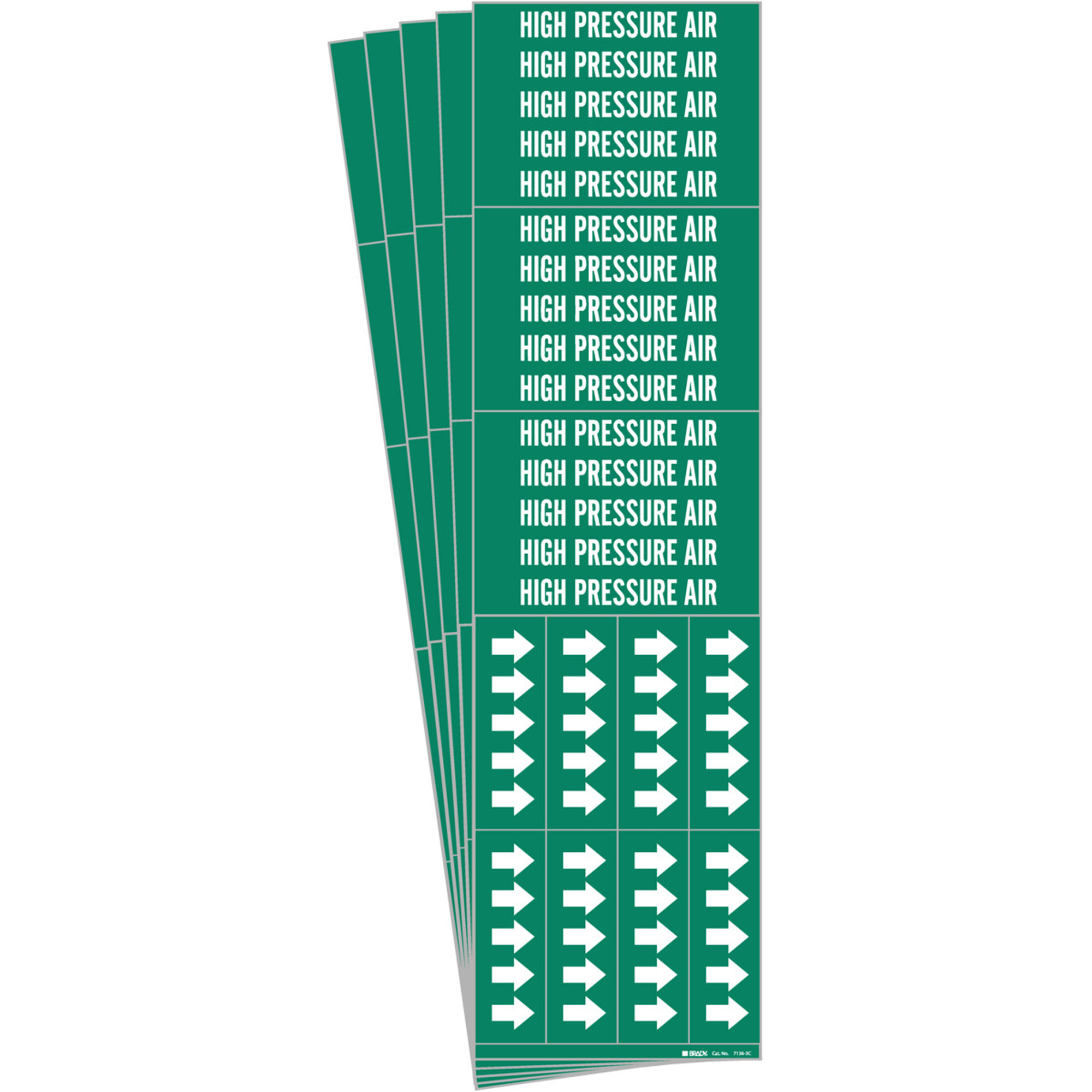Marqueurs de tuyau «High Pressure Air», Autocollant, 2-1/4" h x 2-3/4" la, Blanc/vert