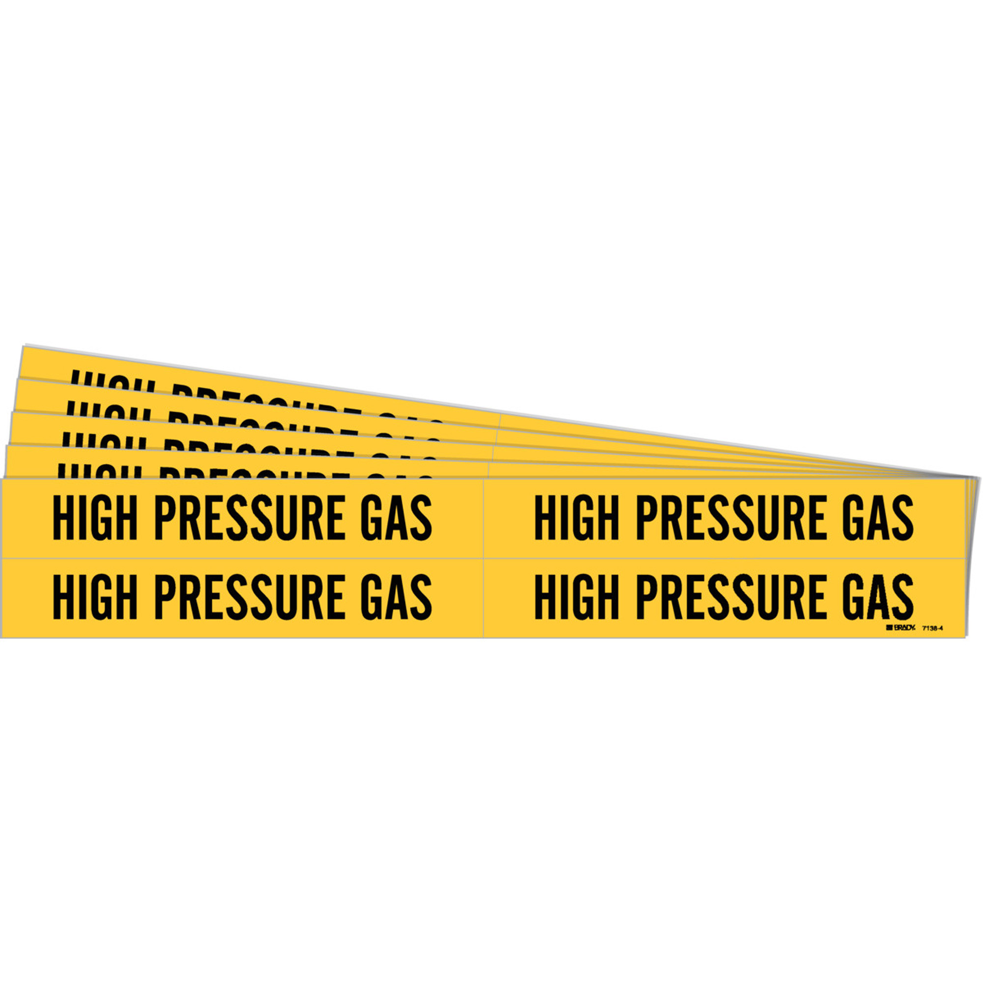 Marqueurs de tuyau «High Pressure Gas», Autocollant, 1-1/8" h x 7" la, Noir sur jaune