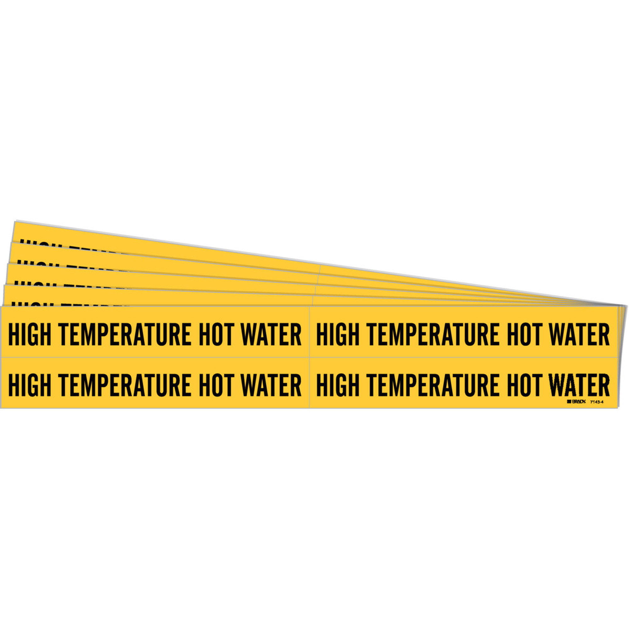 Marqueurs de tuyau «High Temperature Hot Water», Autocollant, 1-1/8" h x 7" la, Noir sur jaune