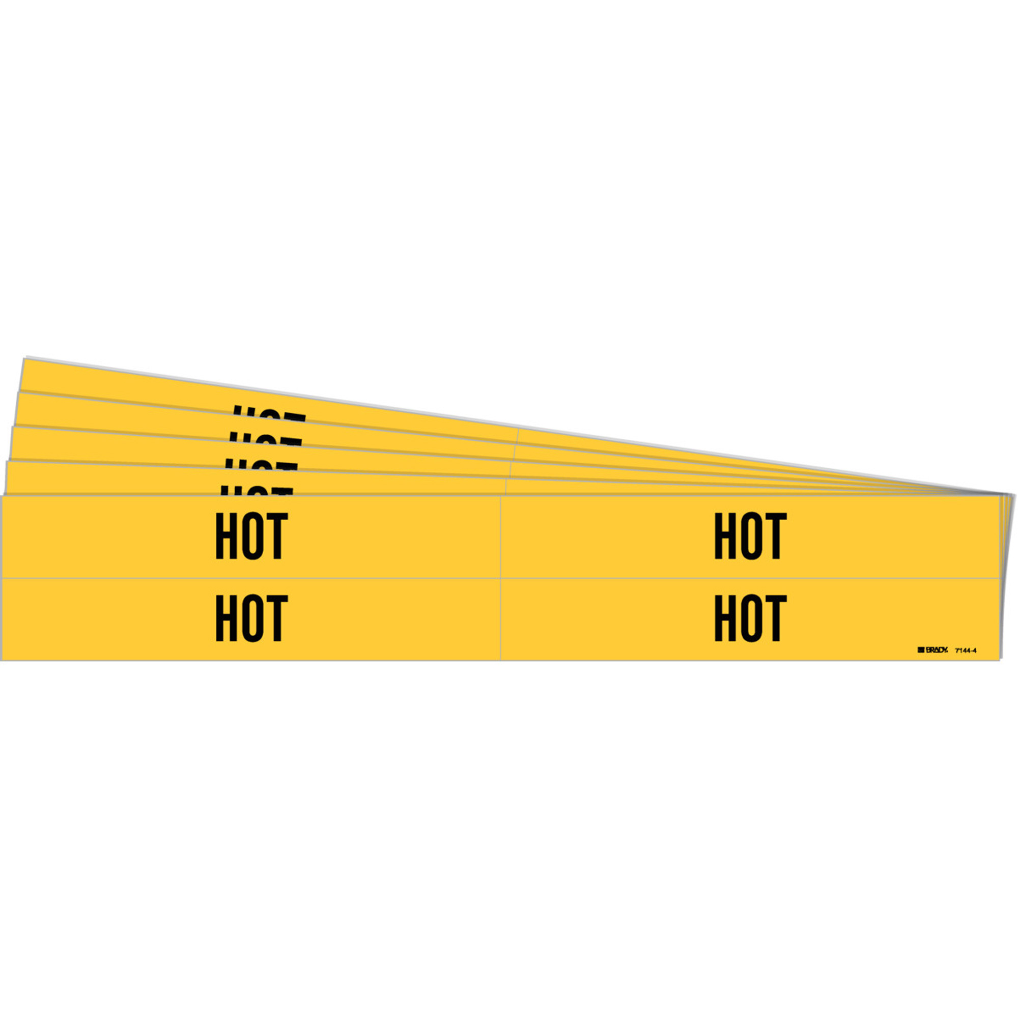Marqueurs de tuyau «Hot», Autocollant, 1-1/8" h x 7" la, Noir sur jaune