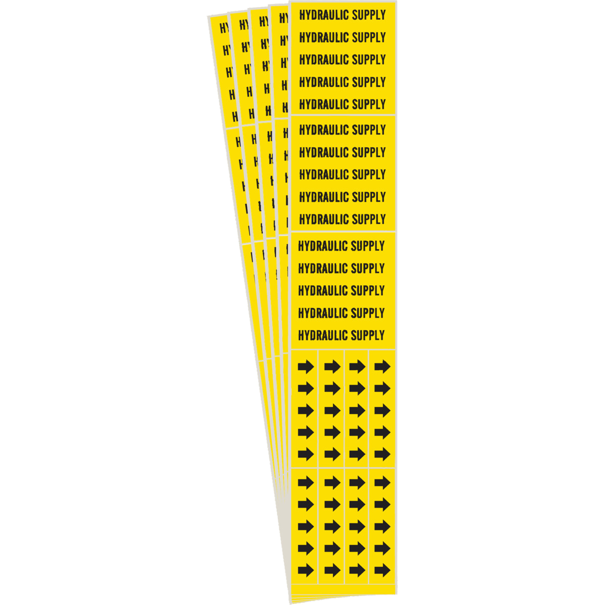 Marqueurs de tuyau «Hydraulic Supply», Autocollant, 2-1/4" h x 2-3/4" la, Noir sur jaune