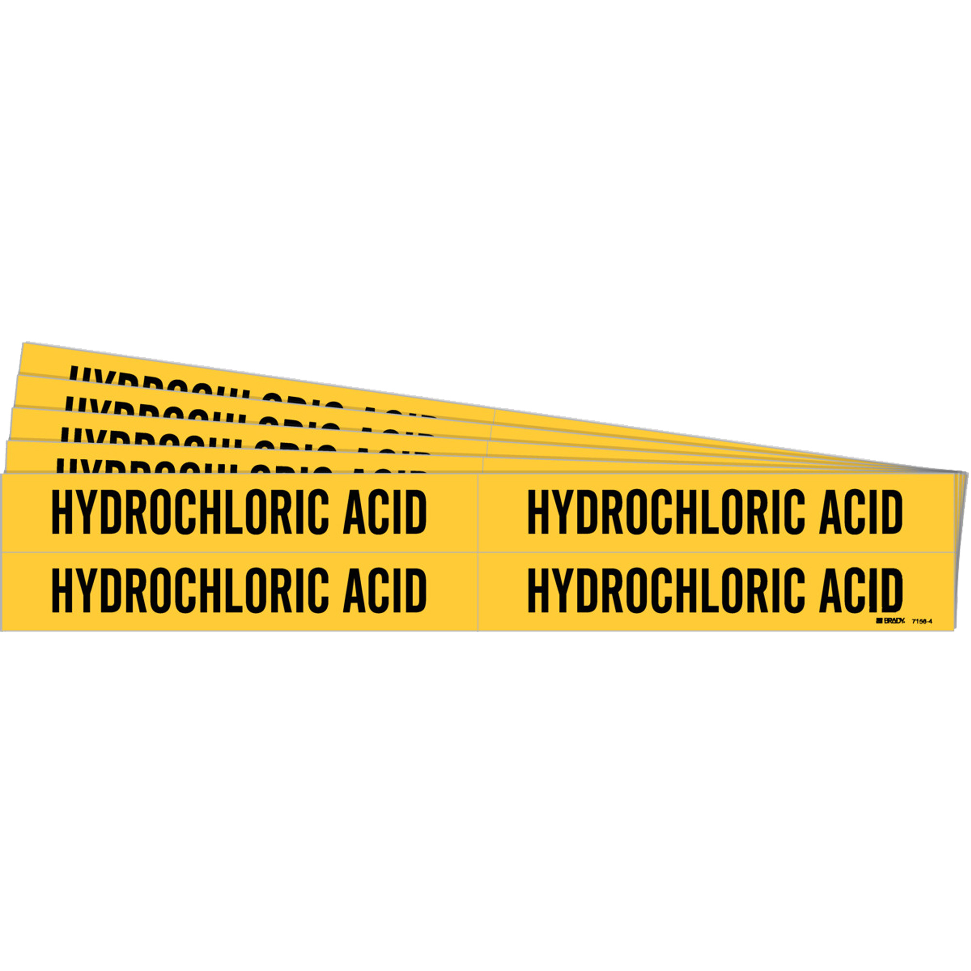 Marqueurs de tuyau «Hydrochloric Acid», Autocollant, 1-1/8" h x 7" la, Noir sur jaune