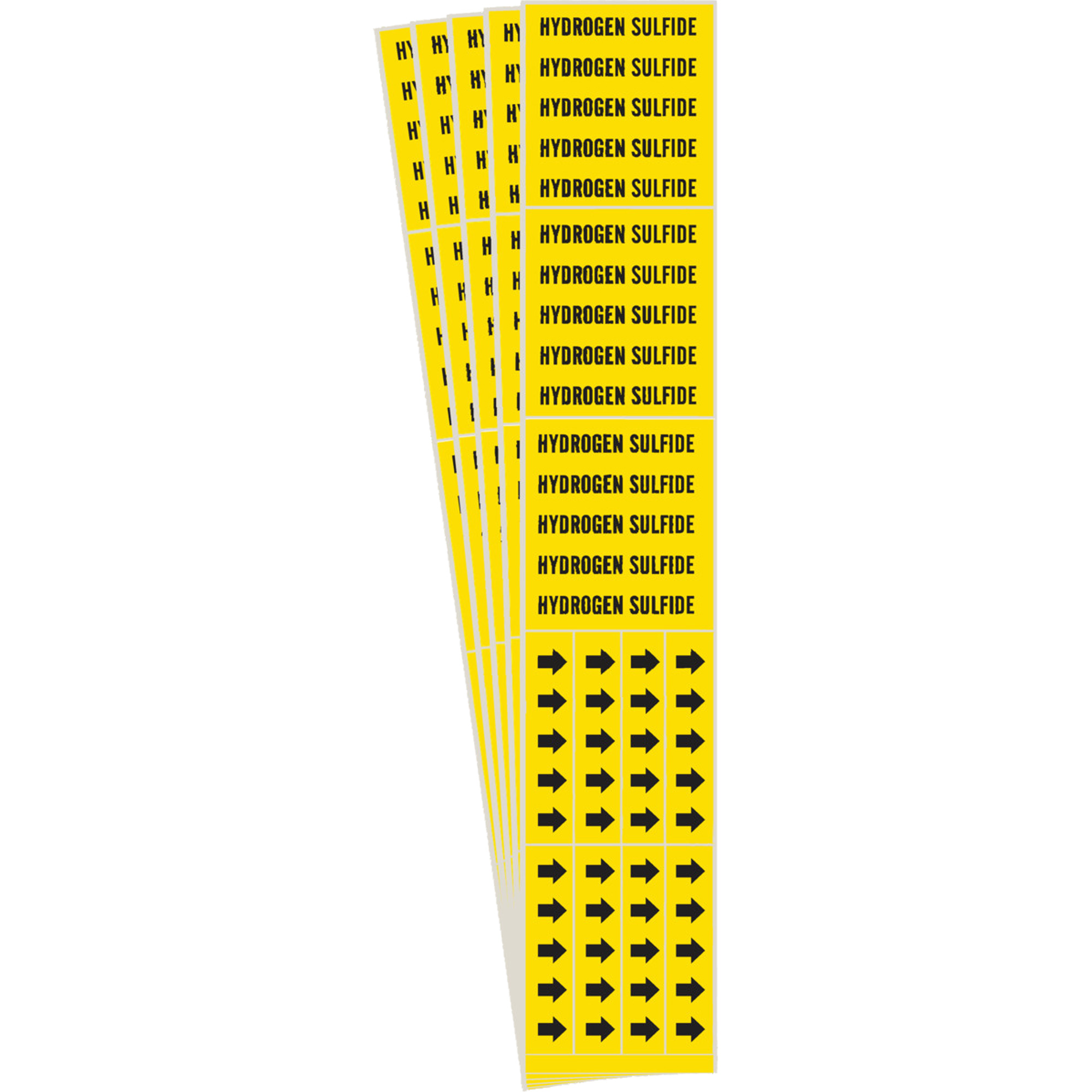 Marqueurs de tuyau «Hydrogen Sulfide», Autocollant, 2-1/4" h x 2-3/4" la, Noir sur jaune