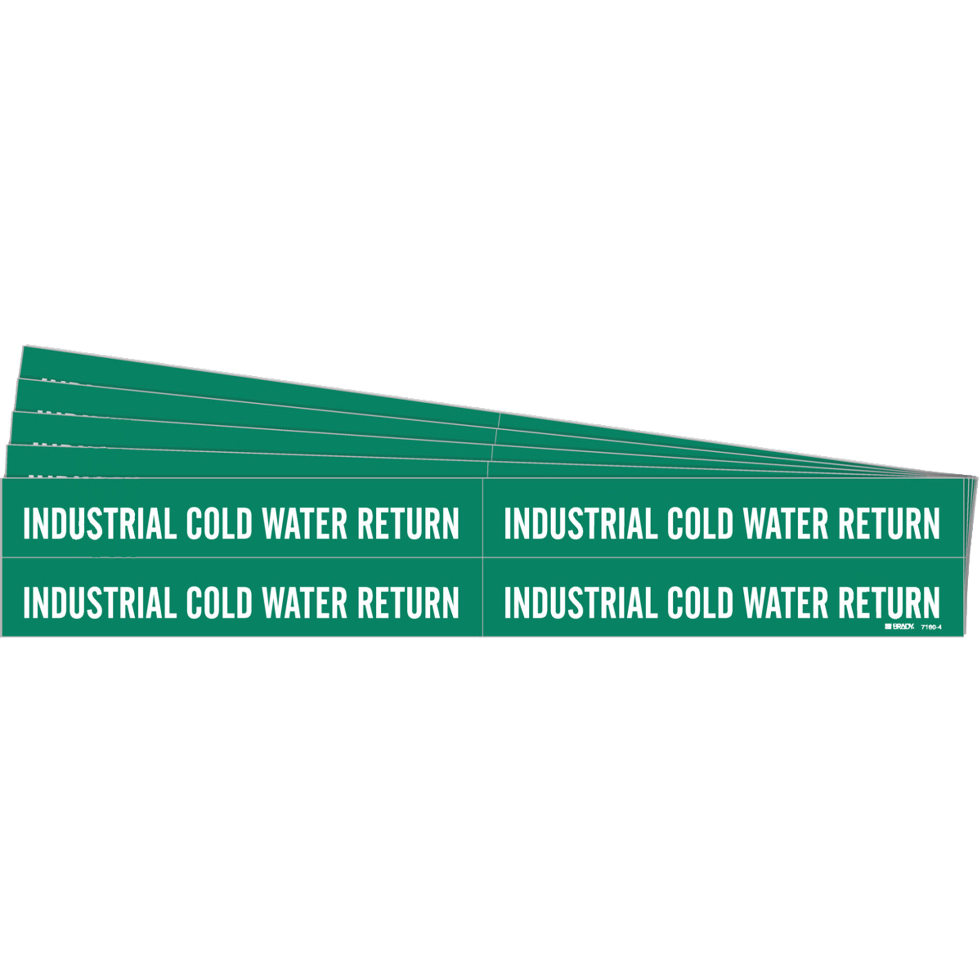Marqueurs de tuyau «Industrial Cold Water Return», Autocollant, 1-1/8" h x 7" la, Blanc/vert