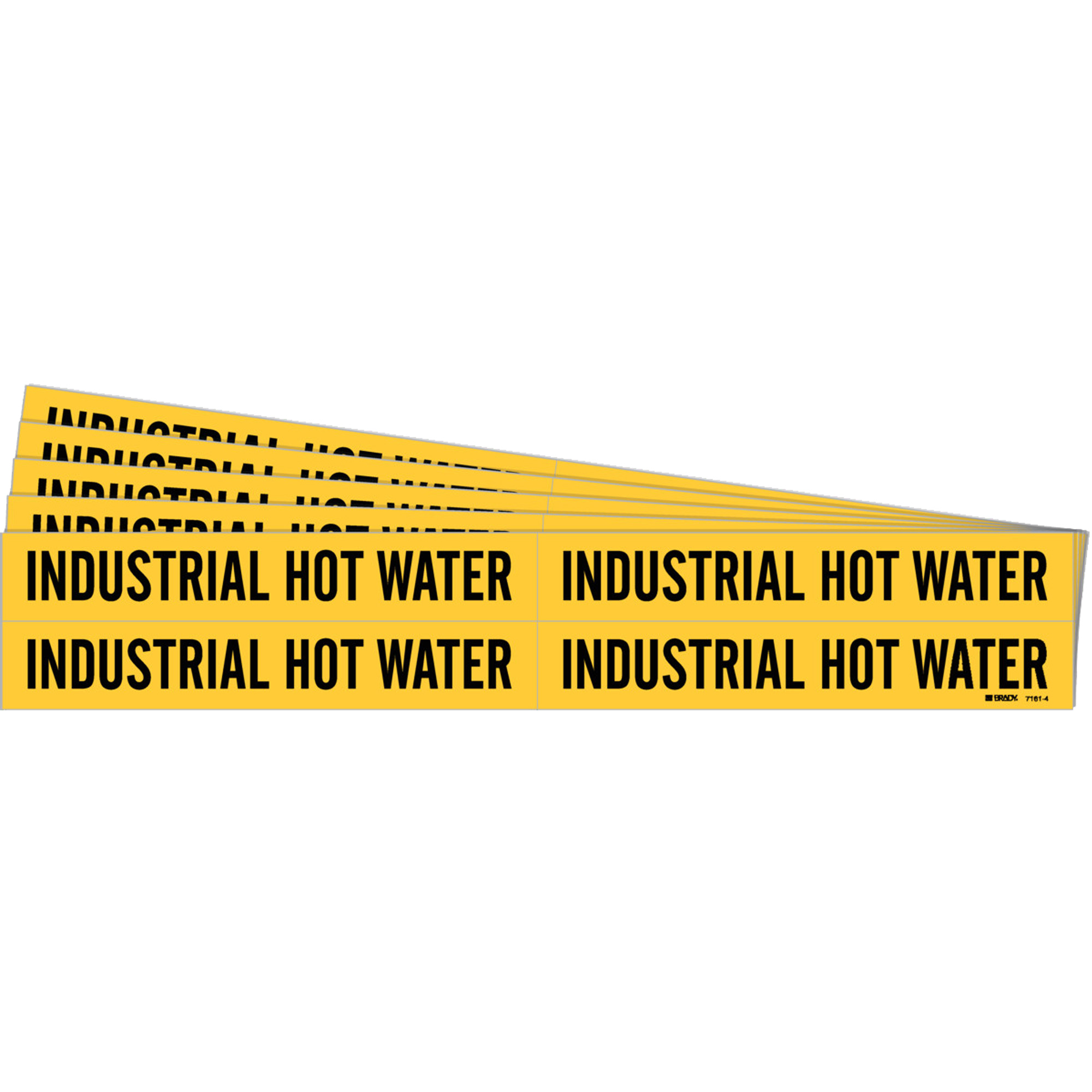 Marqueurs de tuyau «Industrial Hot Water», Autocollant, 1-1/8" h x 7" la, Noir sur jaune