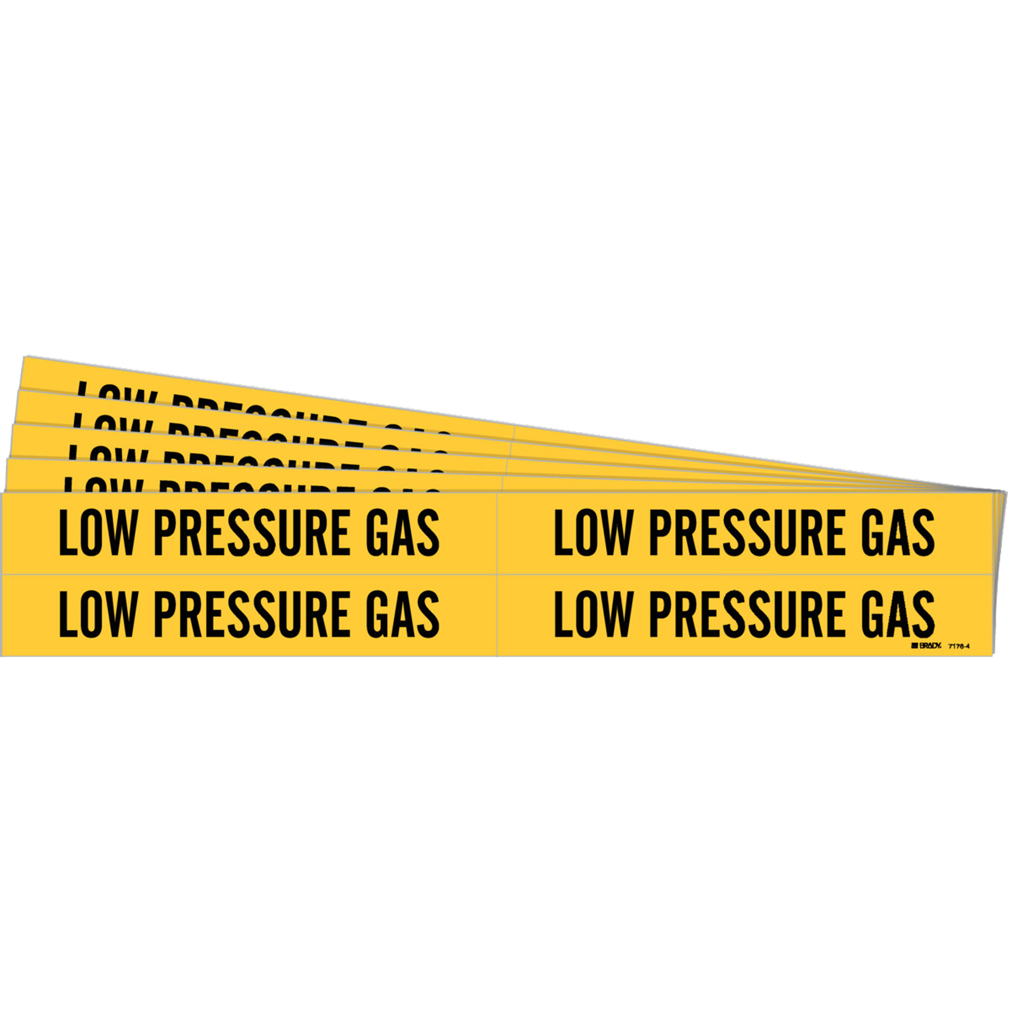 Marqueurs de tuyau «Low Pressure Gas», Autocollant, 1-1/8" h x 7" la, Noir sur jaune