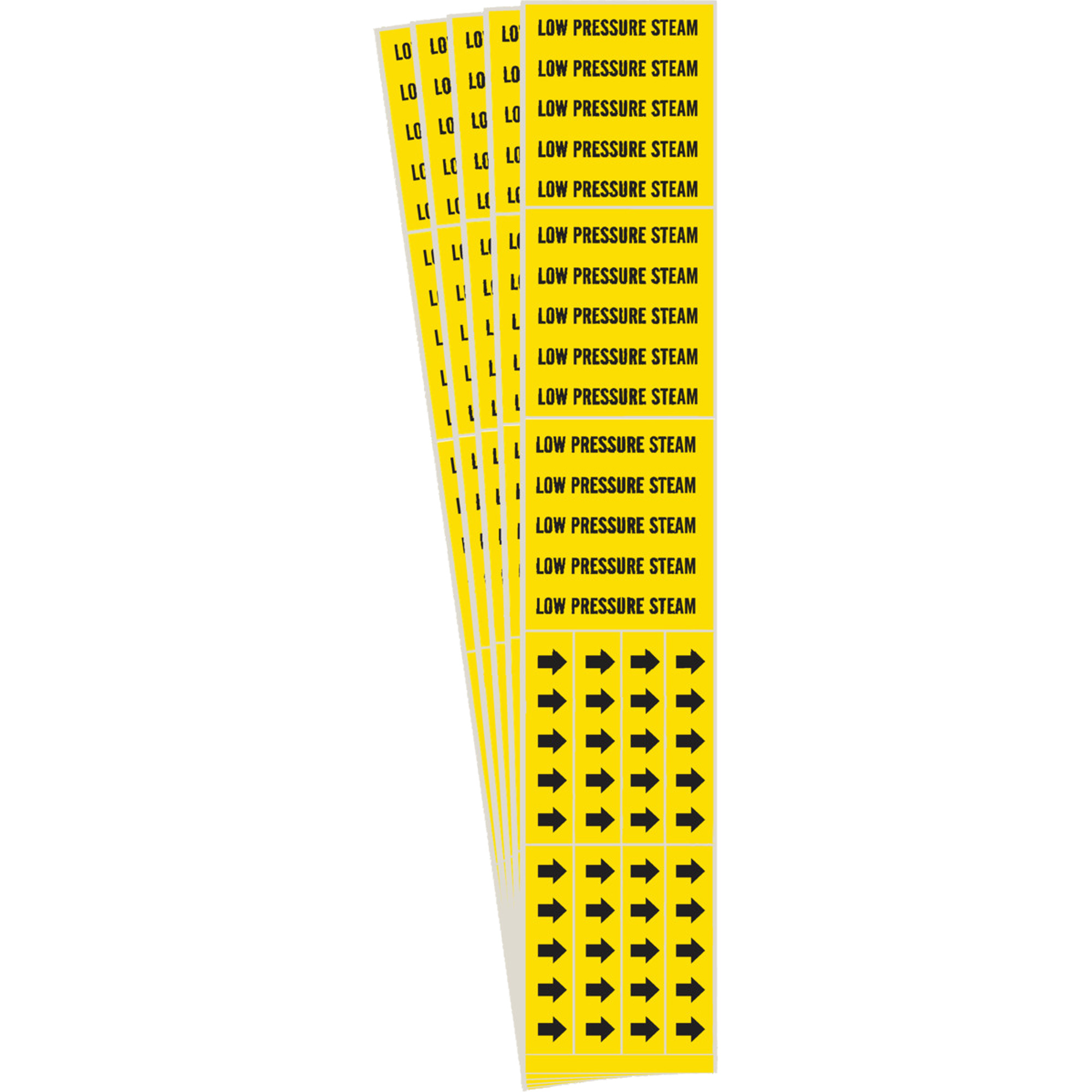 Marqueurs de tuyau «Low Pressure Steam», Autocollant, 2-1/4" h x 2-3/4" la, Noir sur jaune