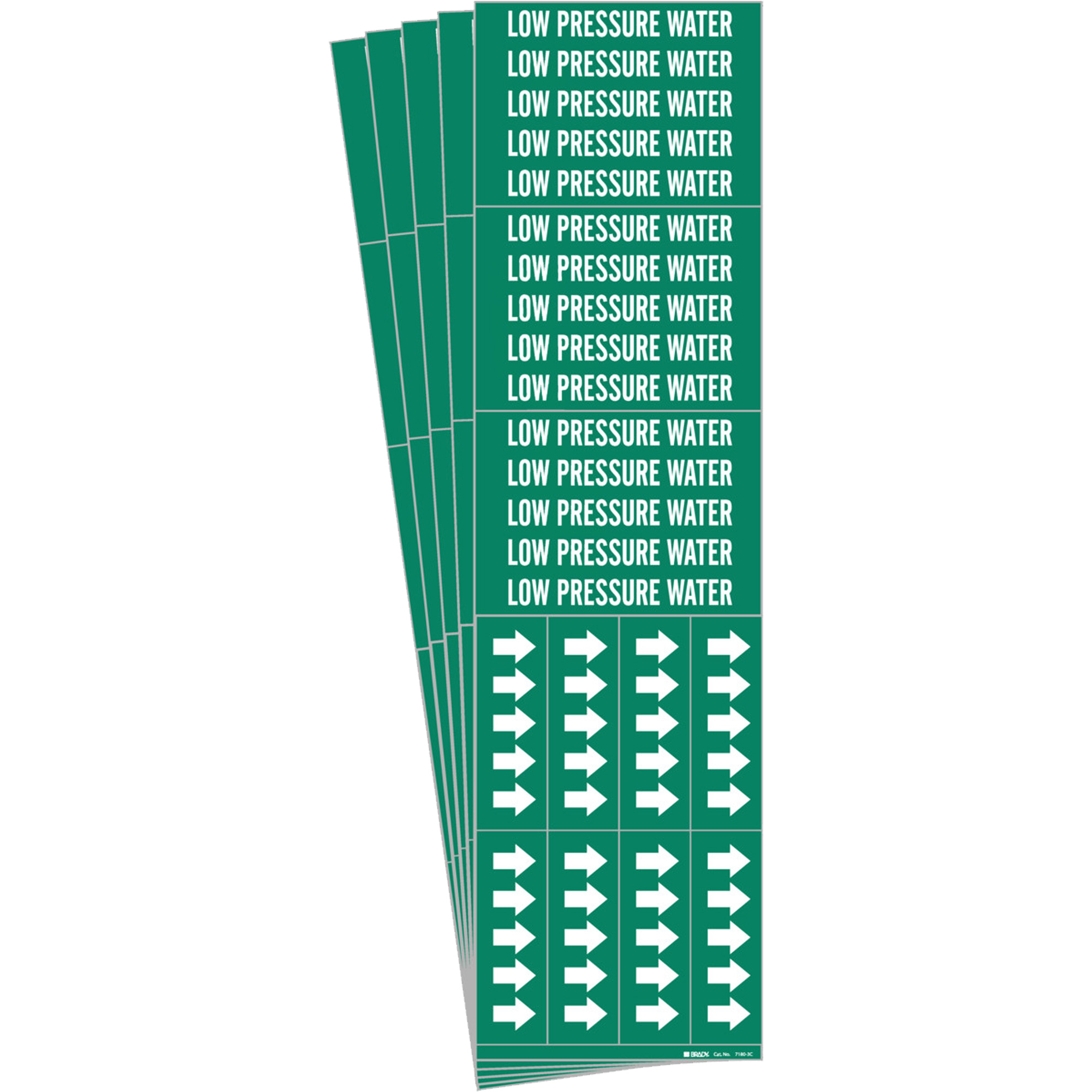 Marqueurs de tuyau «Low Pressure Water», Autocollant, 2-1/4" h x 2-3/4" la, Blanc/vert