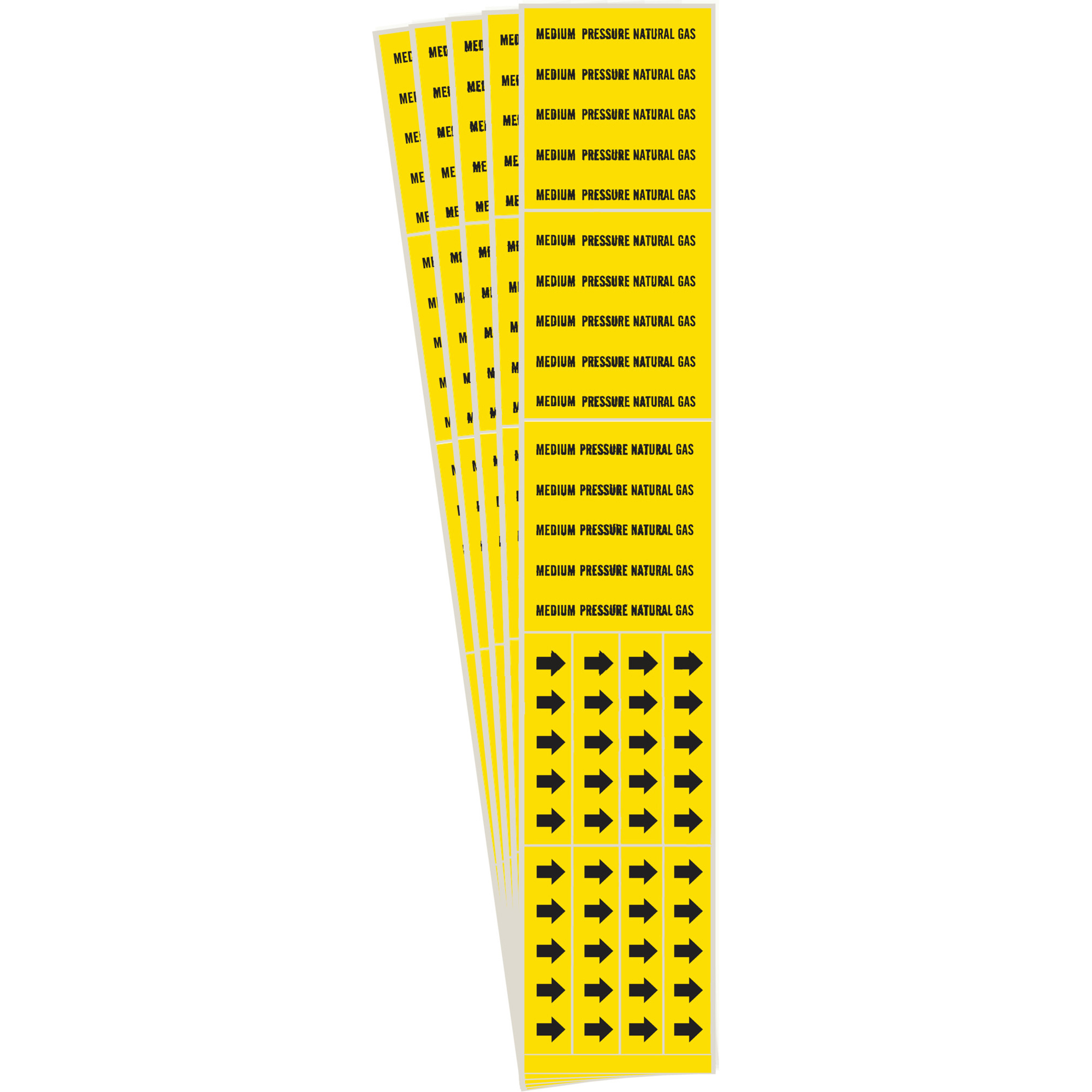 Marqueurs de tuyau «Medical Pressure Natural Gas», Autocollant, 2-1/4" h x 2-3/4" la, Noir sur jaune