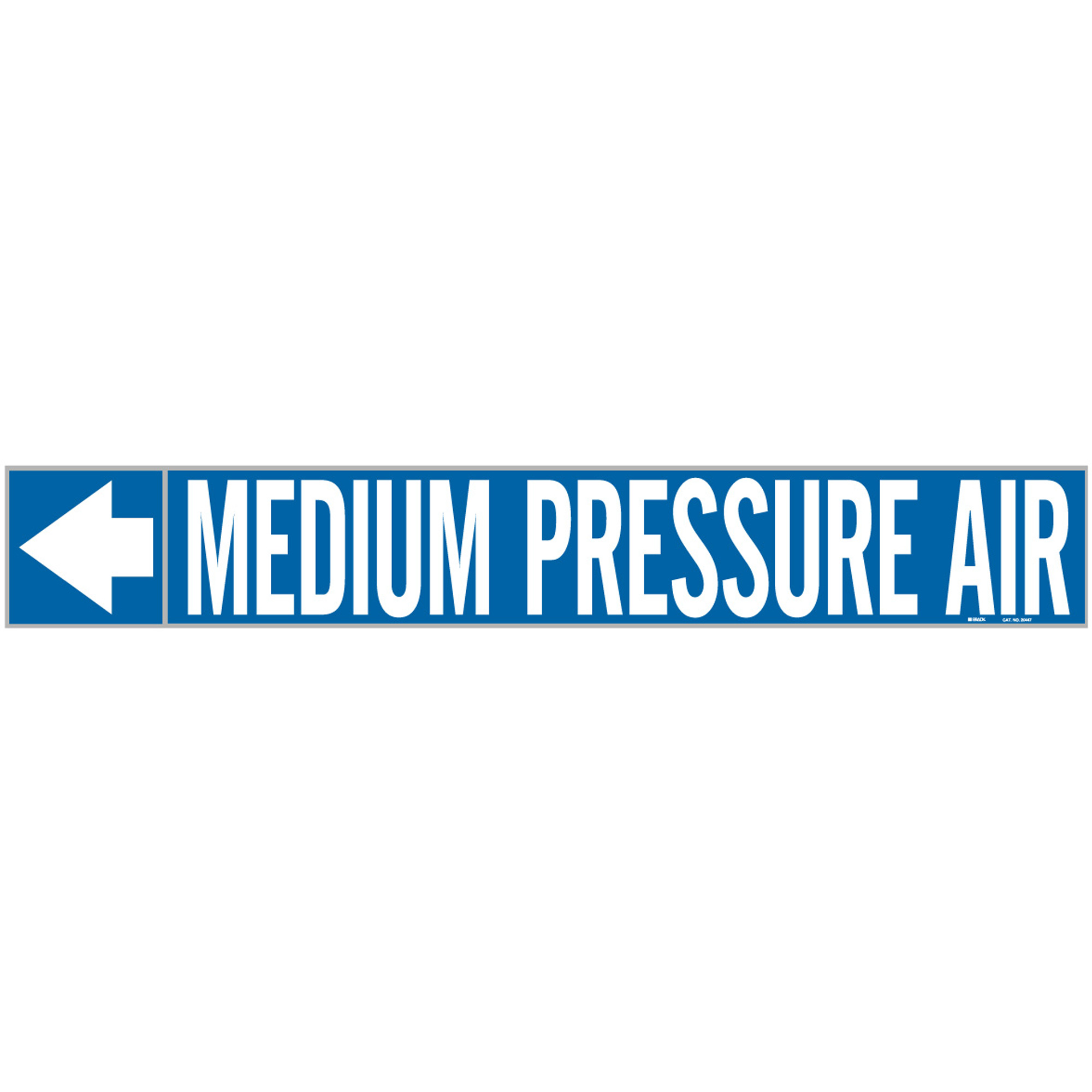 Marqueurs de tuyau «Medium Pressure Air», Autocollant, 1" h x 8" la, Blanc/bleu