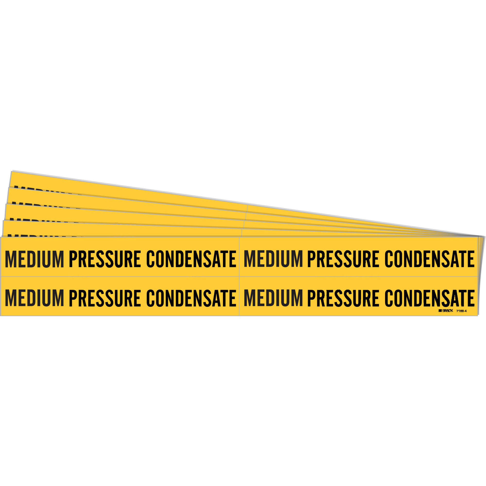 Marqueurs de tuyau «Medium Pressure Condensate», Autocollant, 1-1/8" h x 7" la, Noir sur jaune