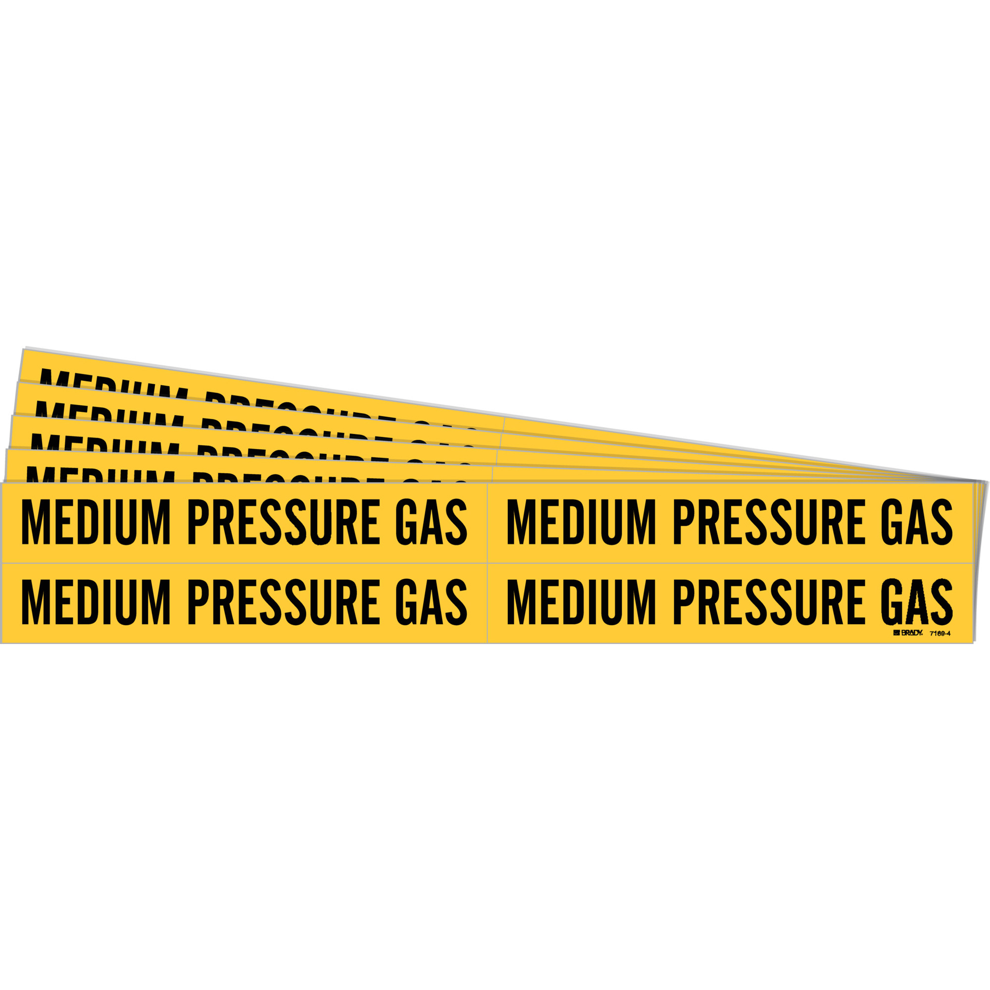 Marqueurs de tuyau «Medium Pressure Gas», Autocollant, 1-1/8" h x 7" la, Noir sur jaune