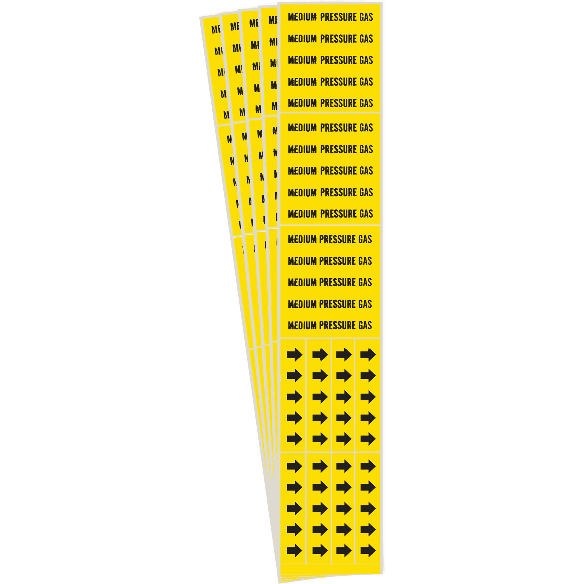 Marqueurs de tuyau «Medium Pressure Gas», Autocollant, 2-1/4" h x 2-3/4" la, Noir sur jaune