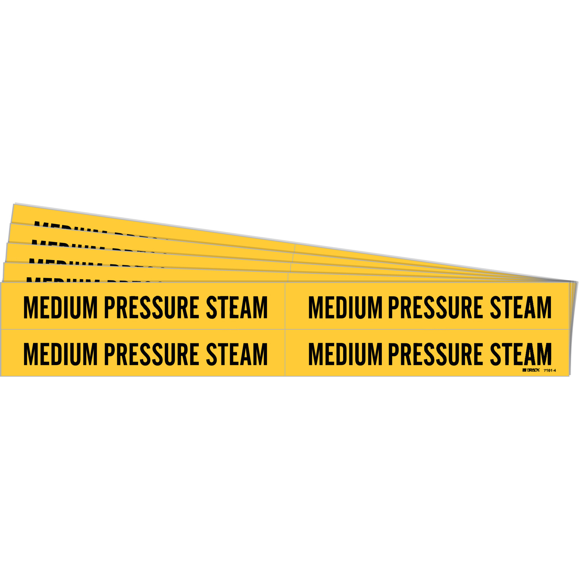 Marqueurs de tuyau «Medium Pressure Steam», Autocollant, 1-1/8" h x 7" la, Noir sur jaune