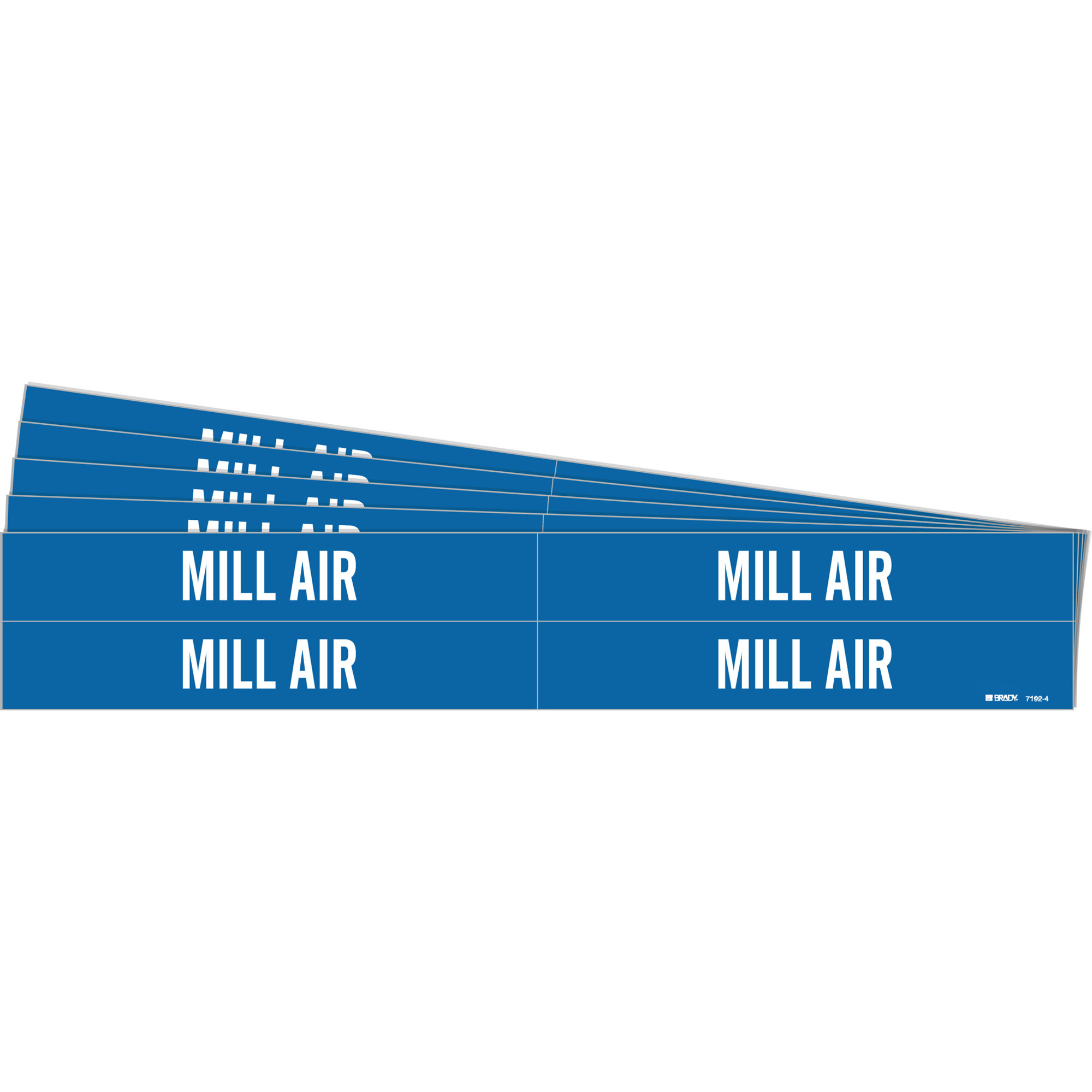Marqueurs de tuyau «Mill Air», Autocollant, 1-1/8" h x 7" la, Blanc/bleu