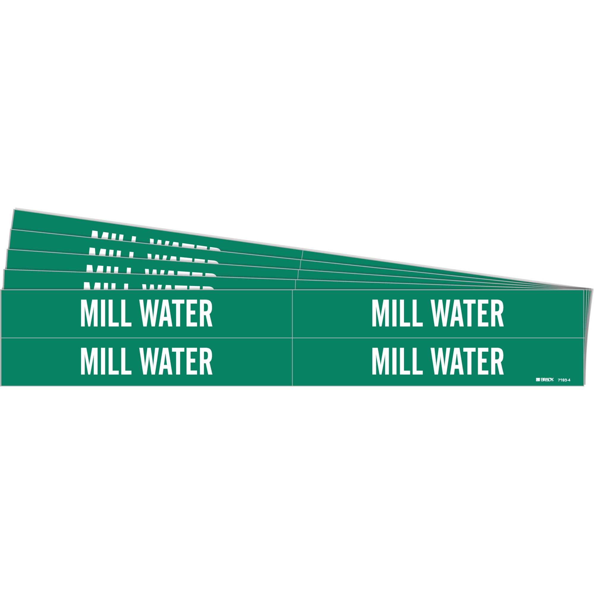 Marqueurs de tuyau «Mill Water», Autocollant, 1-1/8" h x 7" la, Blanc/vert
