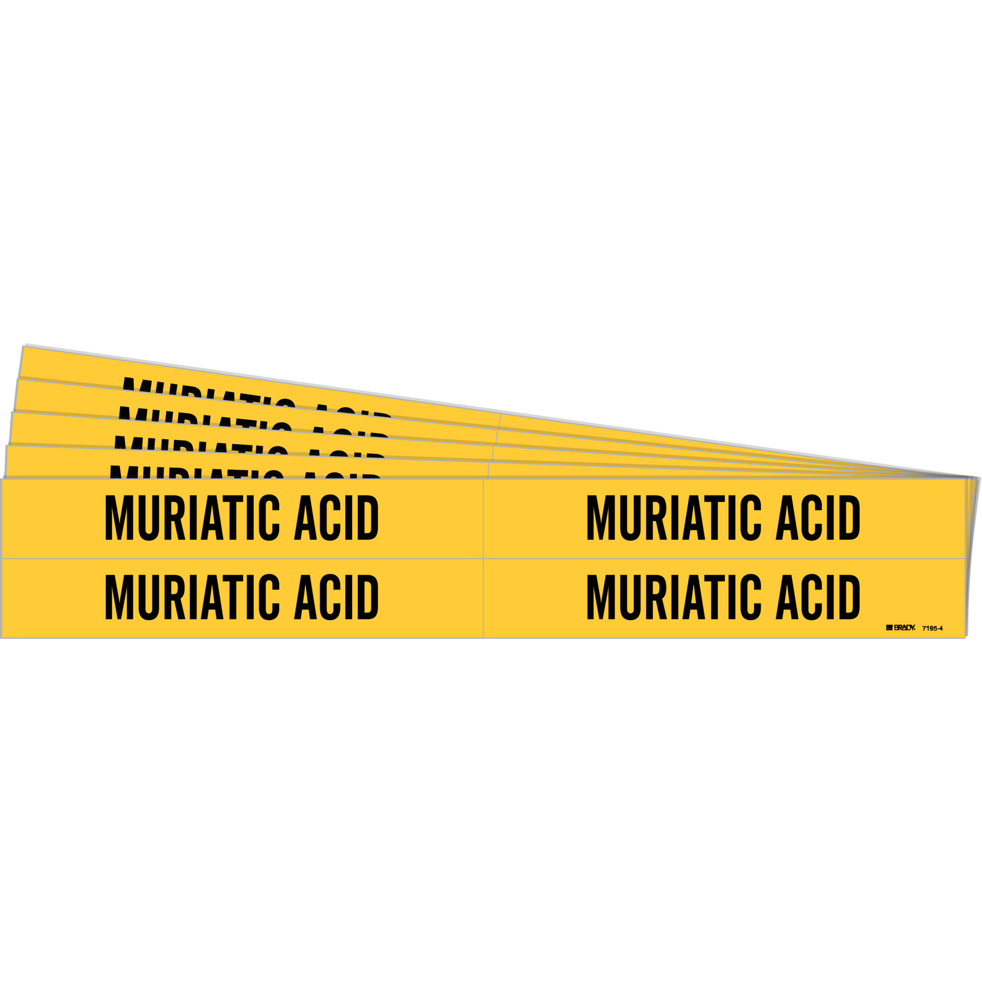 Marqueurs de tuyau «Muriatic Acid», Autocollant, 1-1/8" h x 7" la, Noir sur jaune