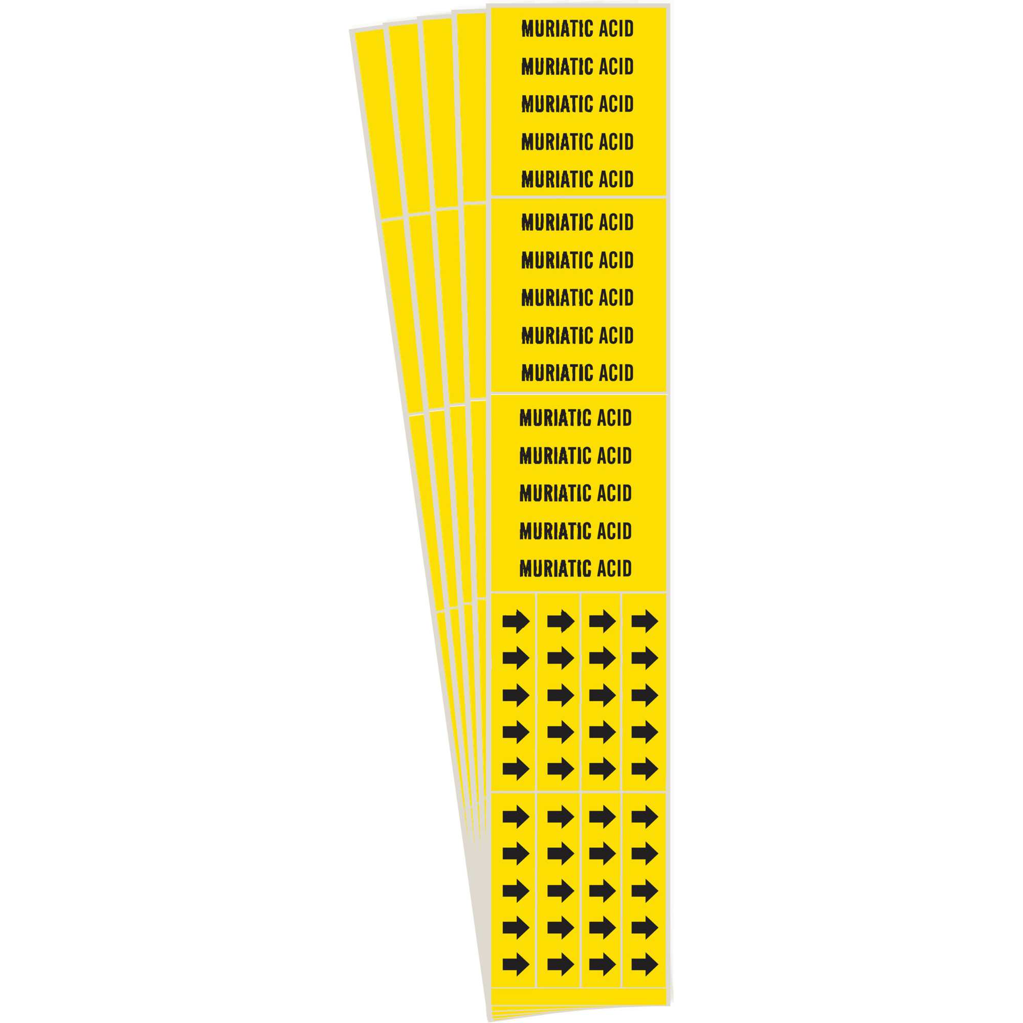 Marqueurs de tuyau «Muriatic Acid», Autocollant, 2-1/4" h x 2-3/4" la, Noir sur jaune