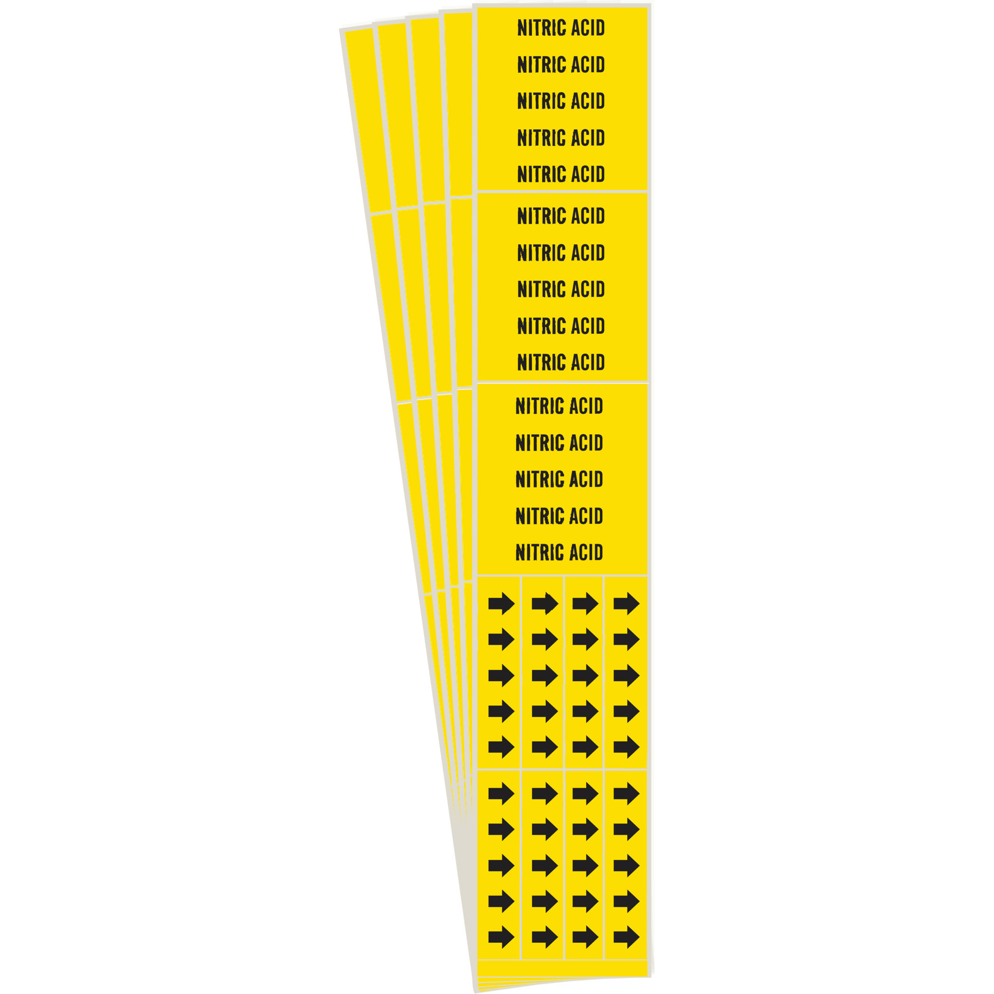 Marqueurs de tuyau «Nitric Acid», Autocollant, 2-1/4" h x 2-3/4" la, Noir sur jaune