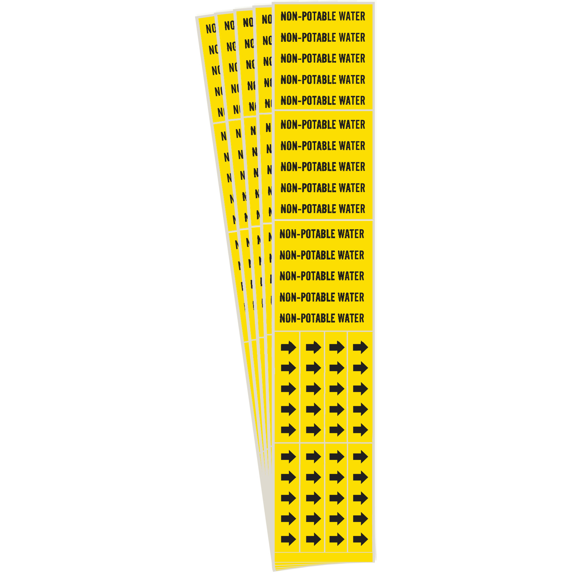 Marqueurs de tuyau «Non-potable Water», Autocollant, 2-1/4" h x 2-3/4" la, Noir sur jaune